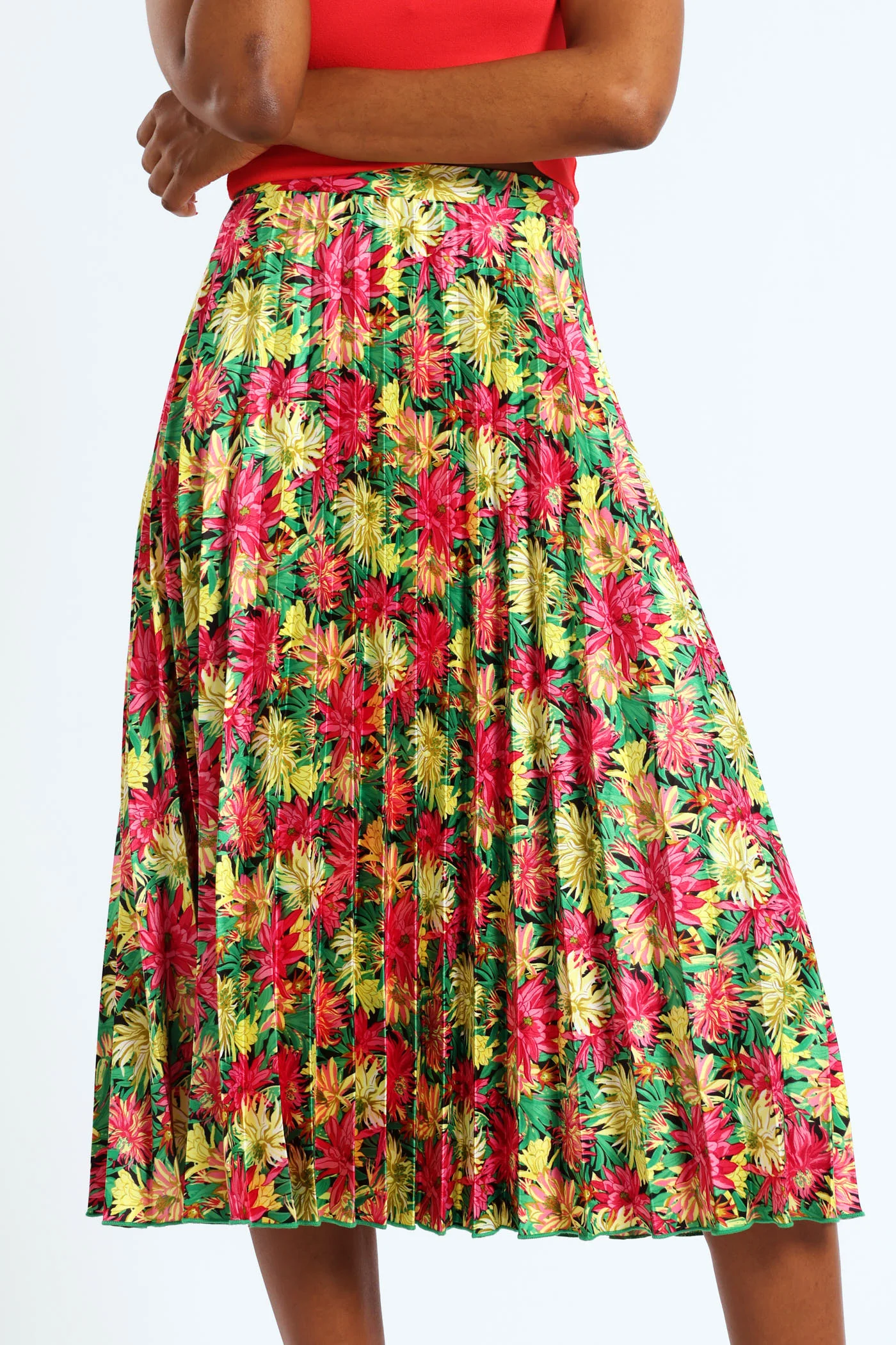 Midi Floral Pleated Skirt - Multi