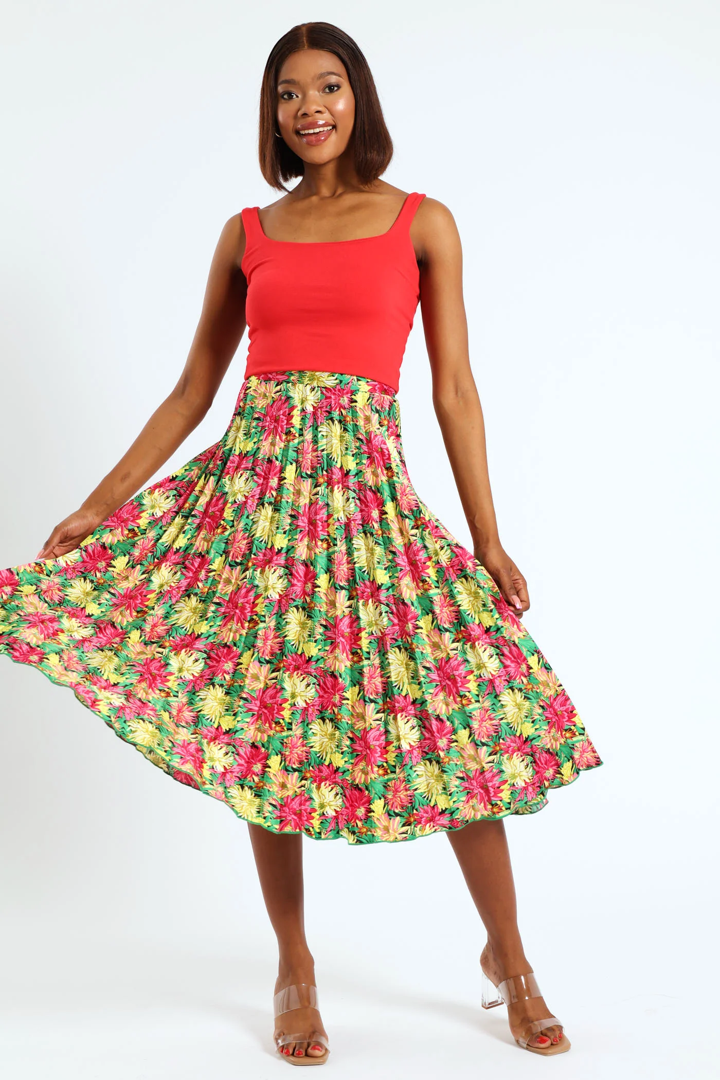 Midi Floral Pleated Skirt - Multi - Image 2