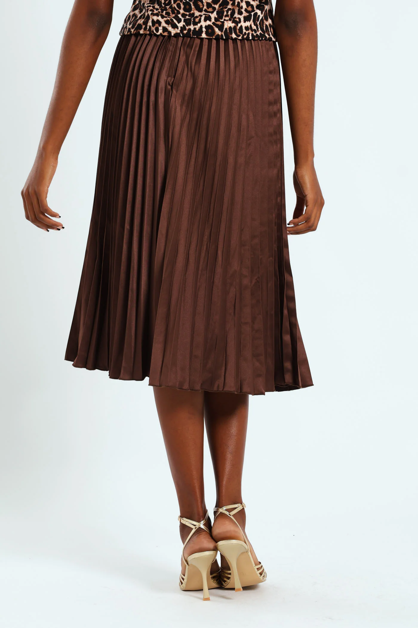 Midi Pleated Skirt - Chocolate - Image 7