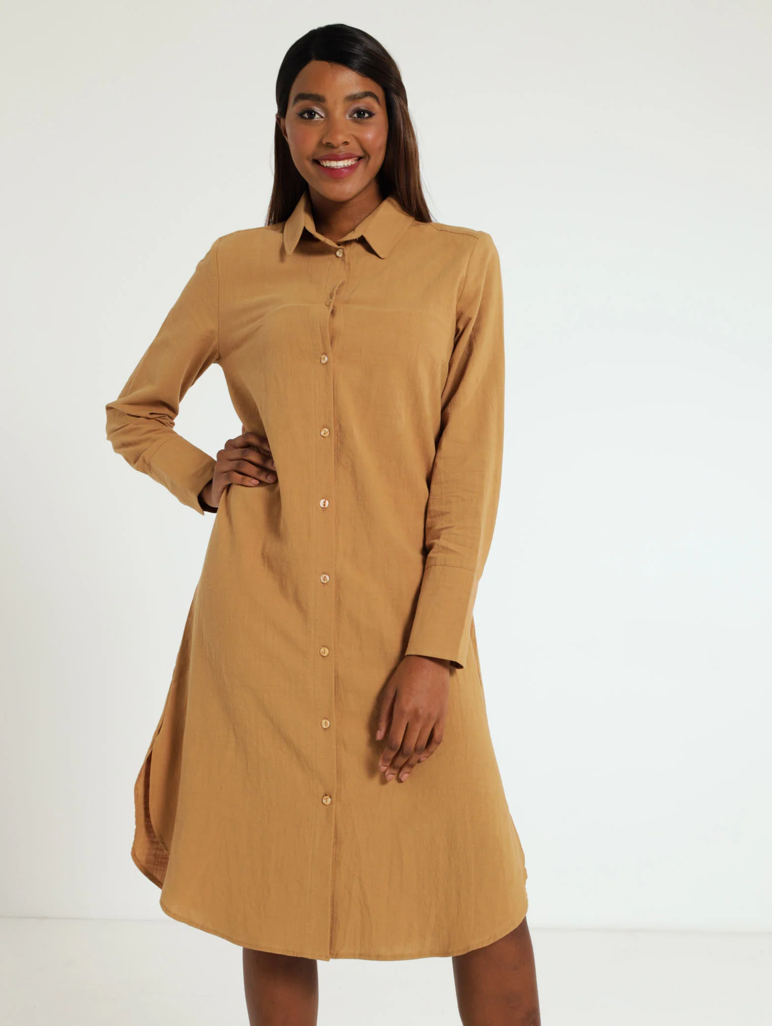 Midi Woven Shirt Dress