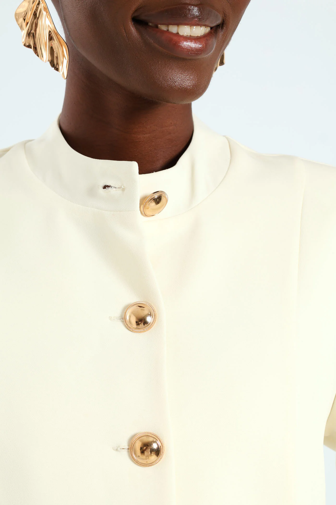 Military Fancy Button Blazer - White - Image 4