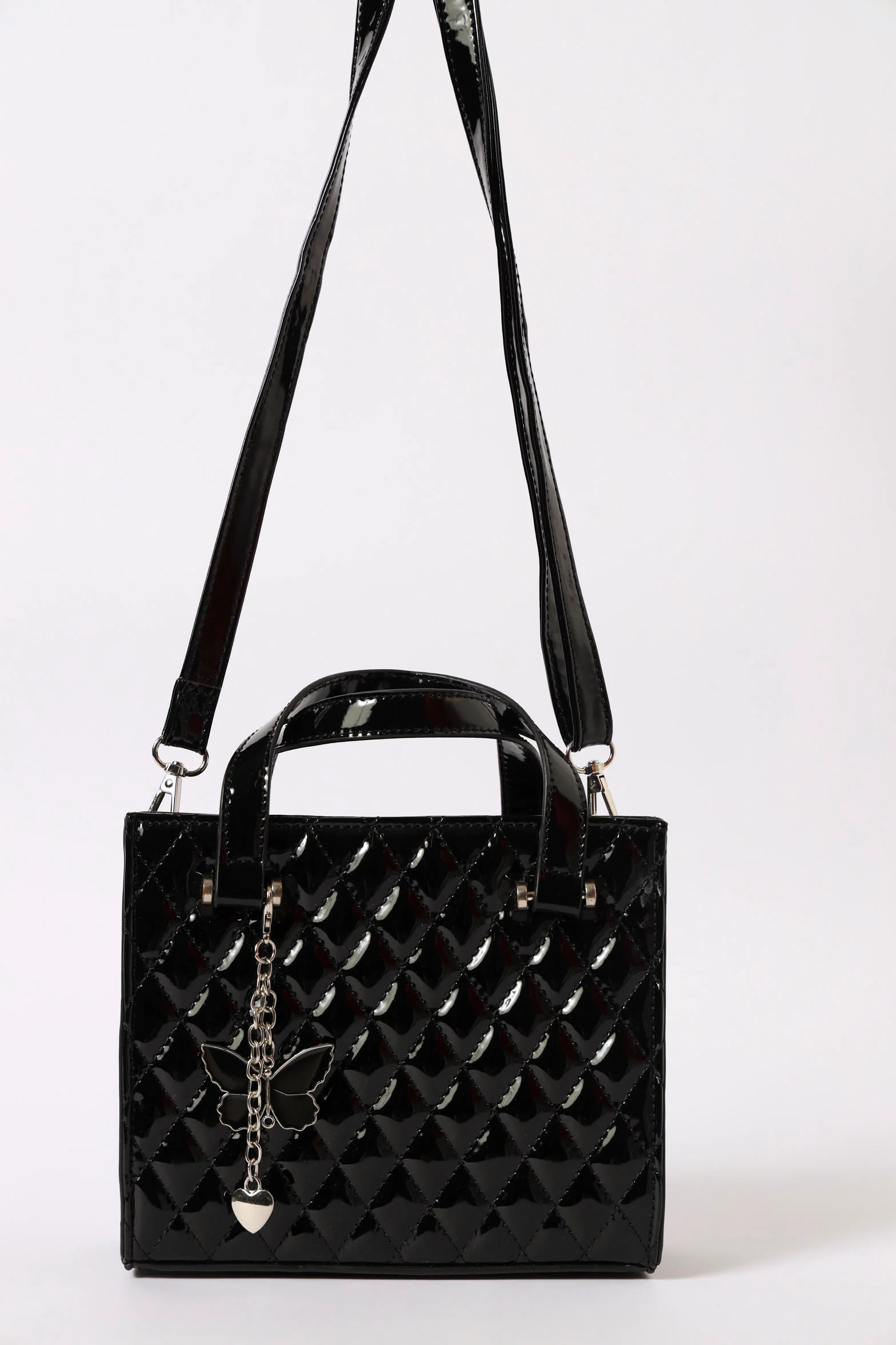 Mini Butterfly Charm Tote Bag - Black
