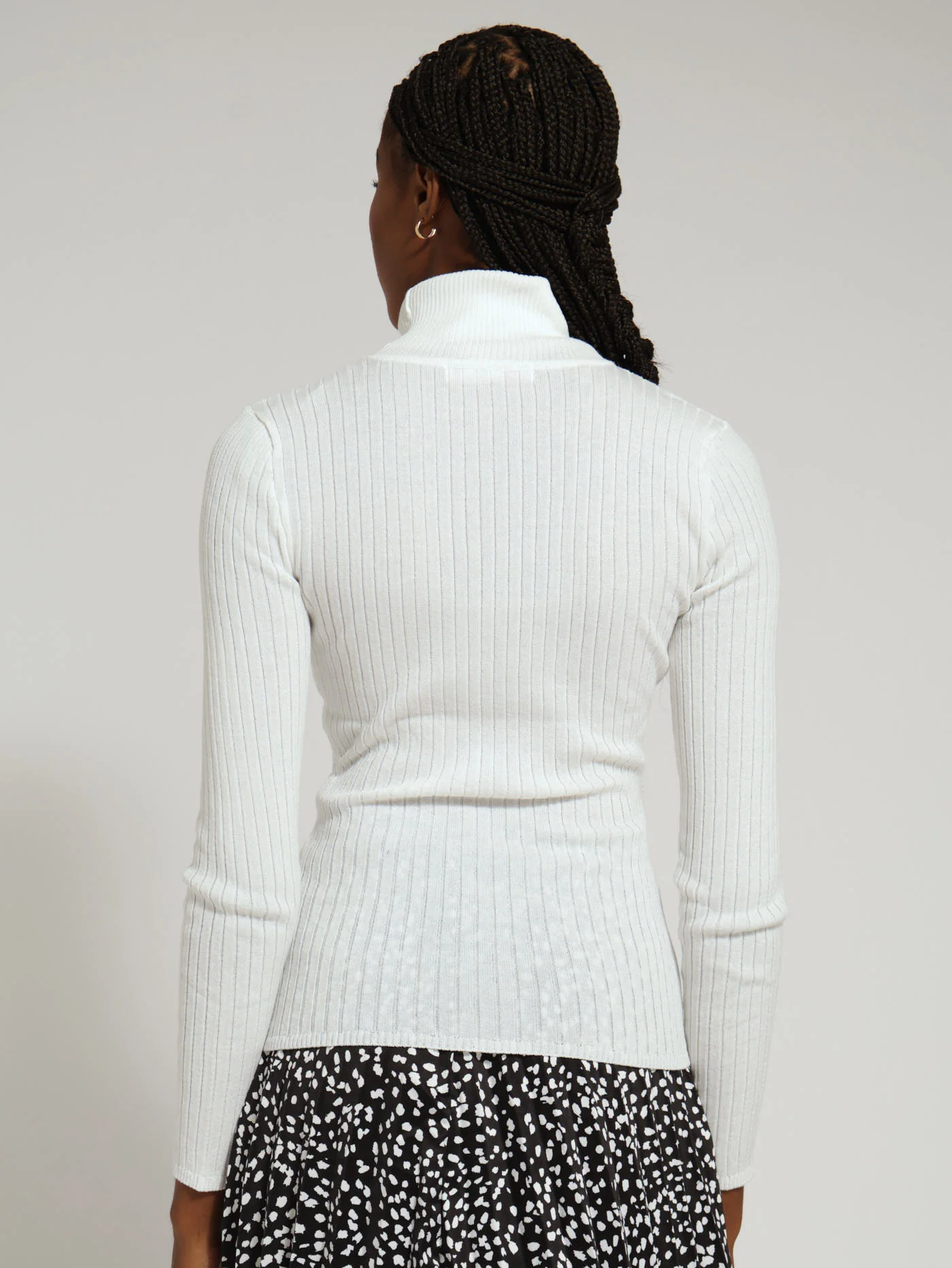 Mini Cable Core Poloneck Knitwear - White - Image 3