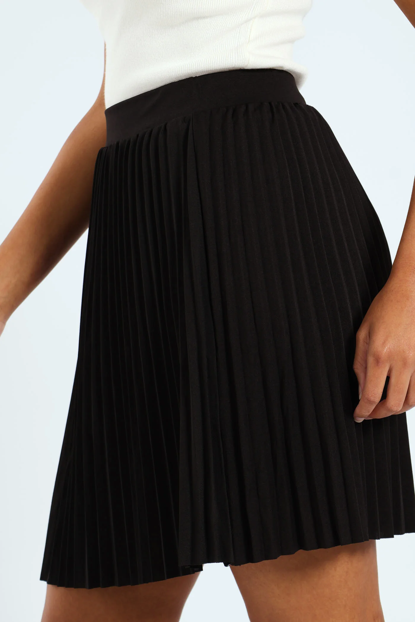 Mini Pleated Skirt - Black - Image 2