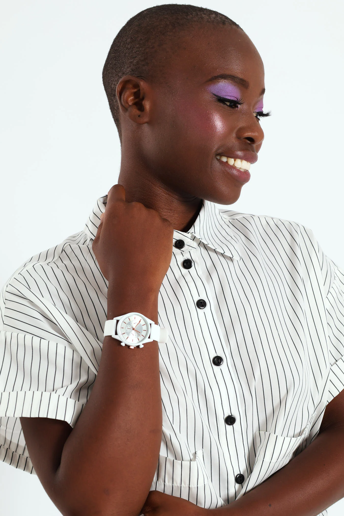 Minimal Rubber Strap Watch - White - Image 2
