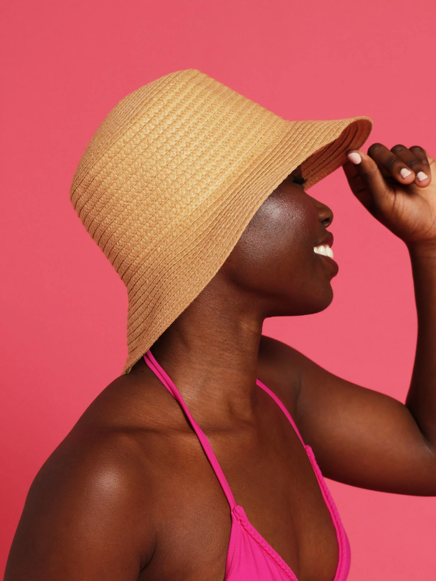 Minimal Straw Bucket Hat - Neutral
