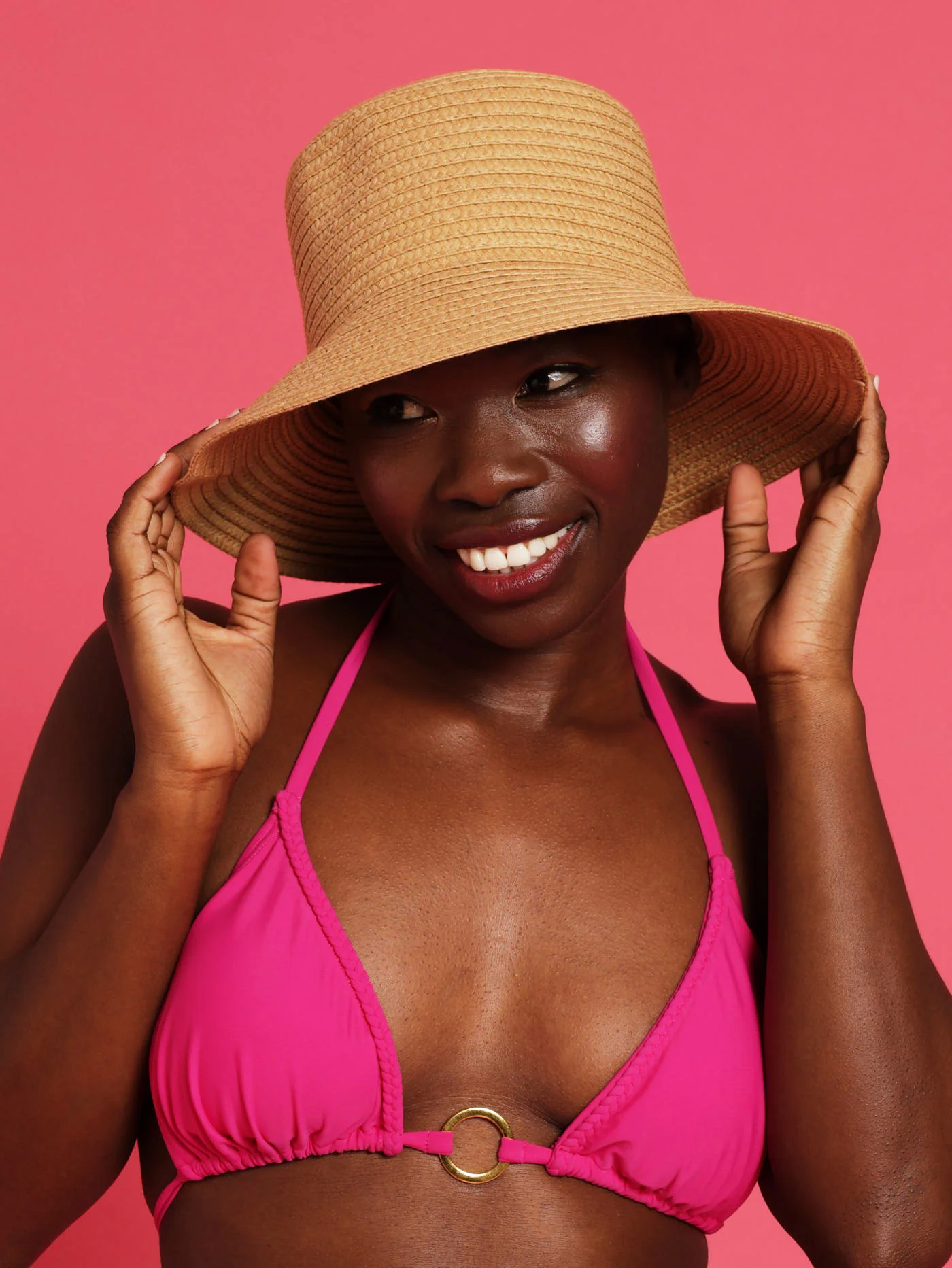 Minimal Straw Bucket Hat - Neutral - Image 2