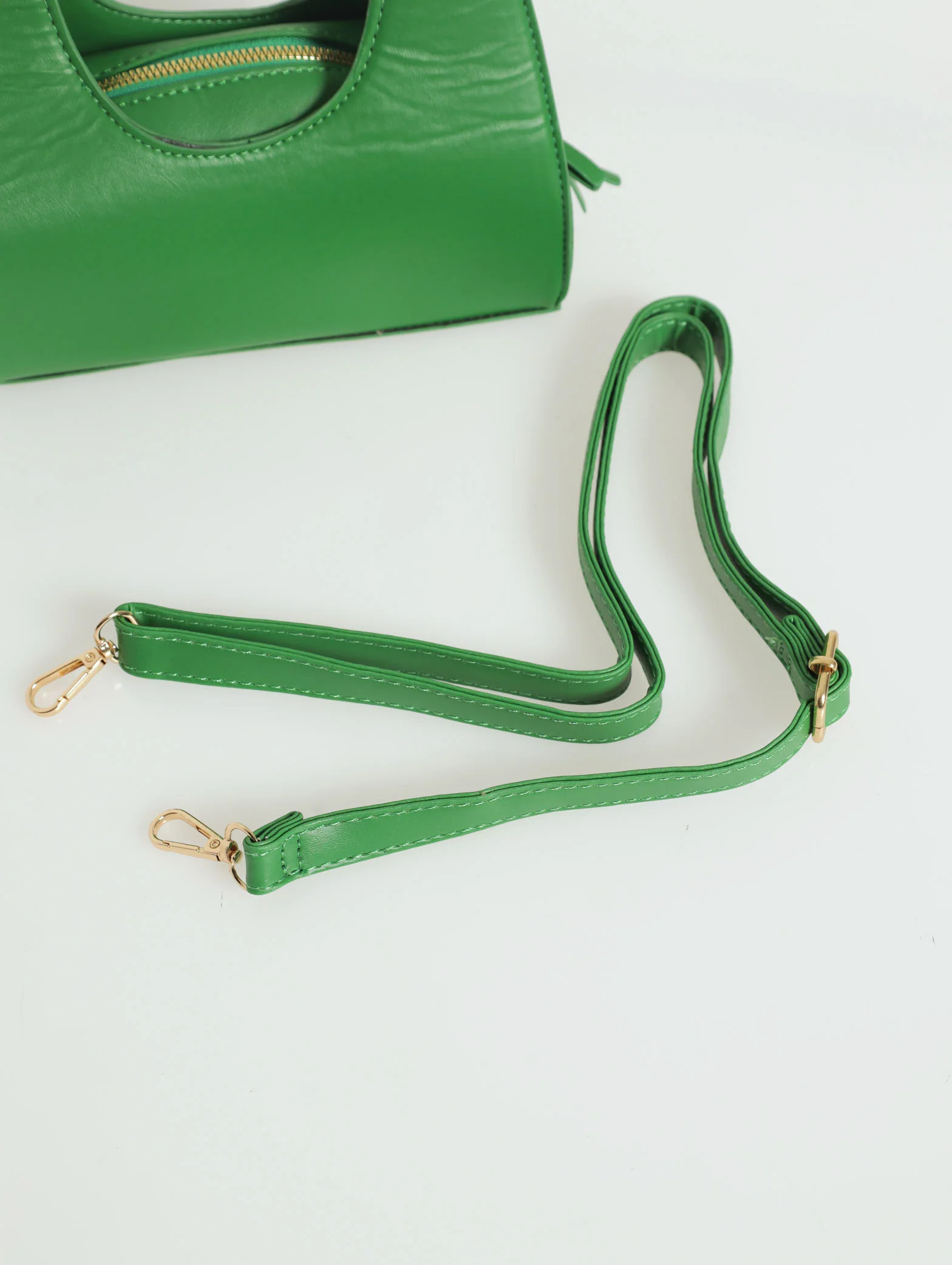 Minimal Structured Handle Tote Bag - Green - Image 4