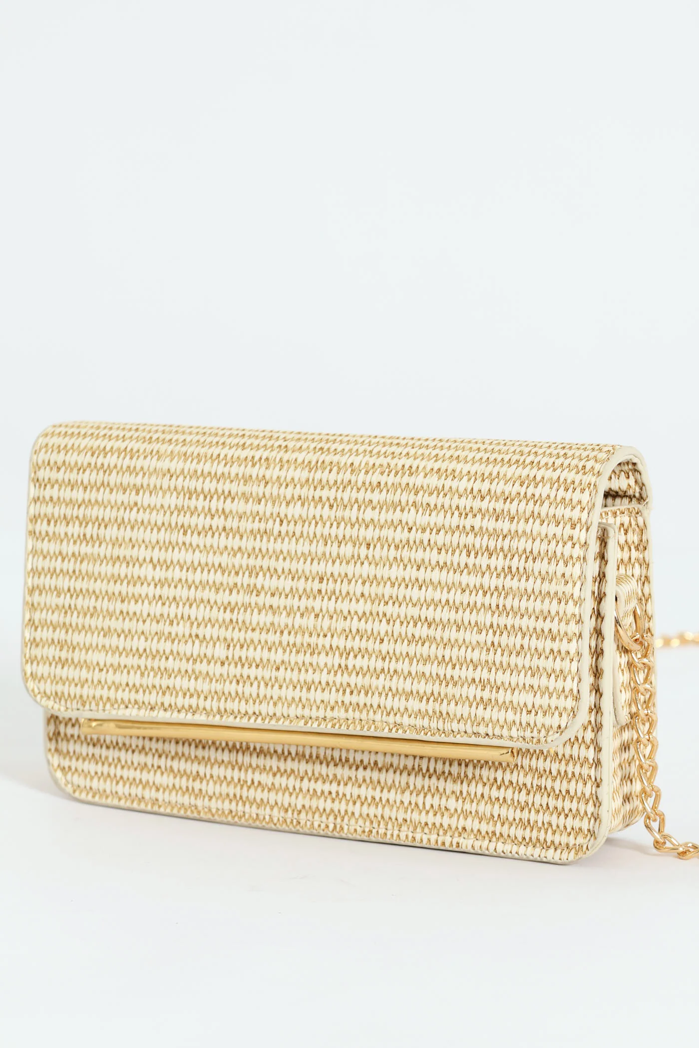 Minimal Textured Satchel Bag - Natural