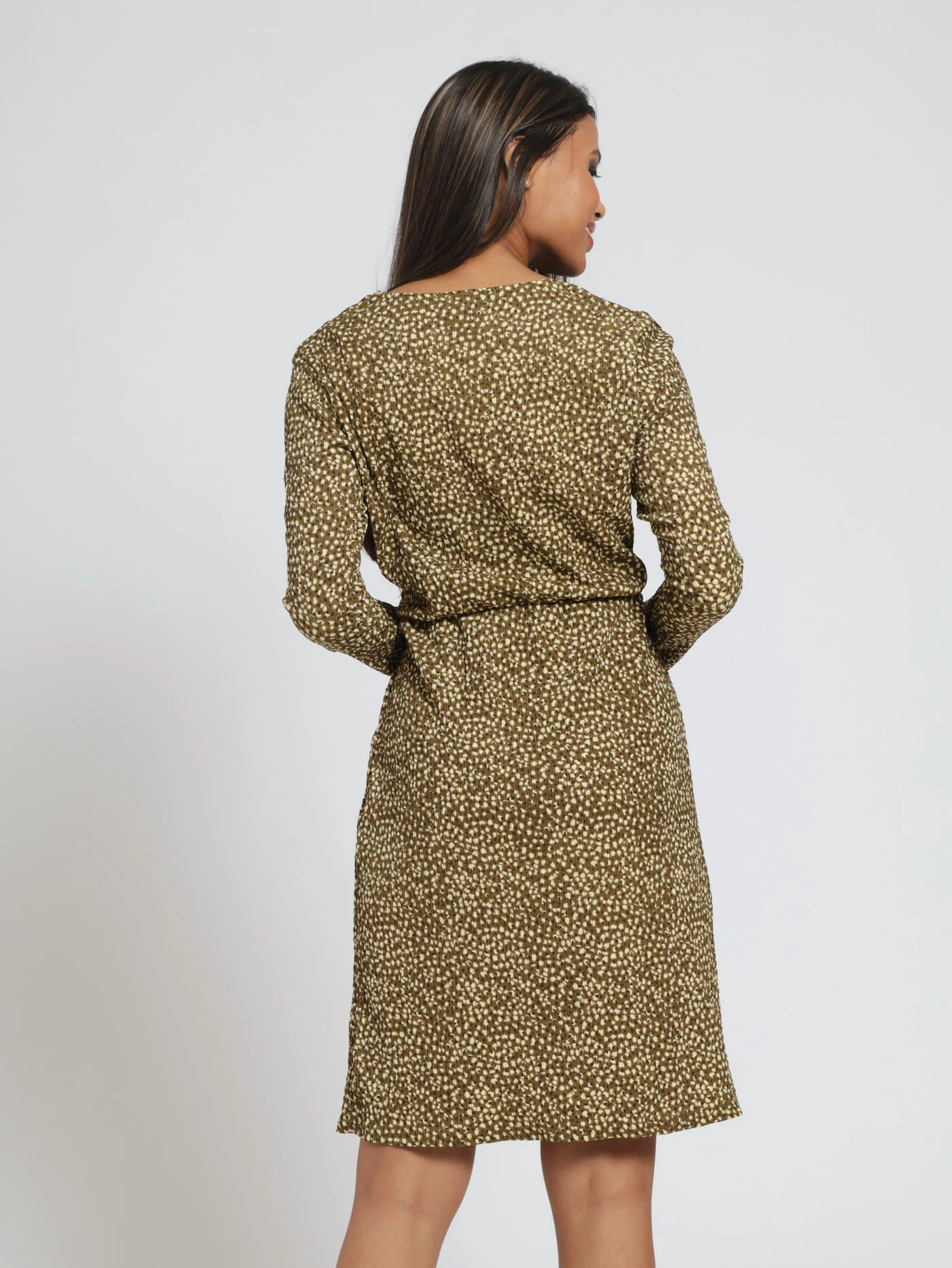 Mock Wrap Belted Midi Dress - Image 3