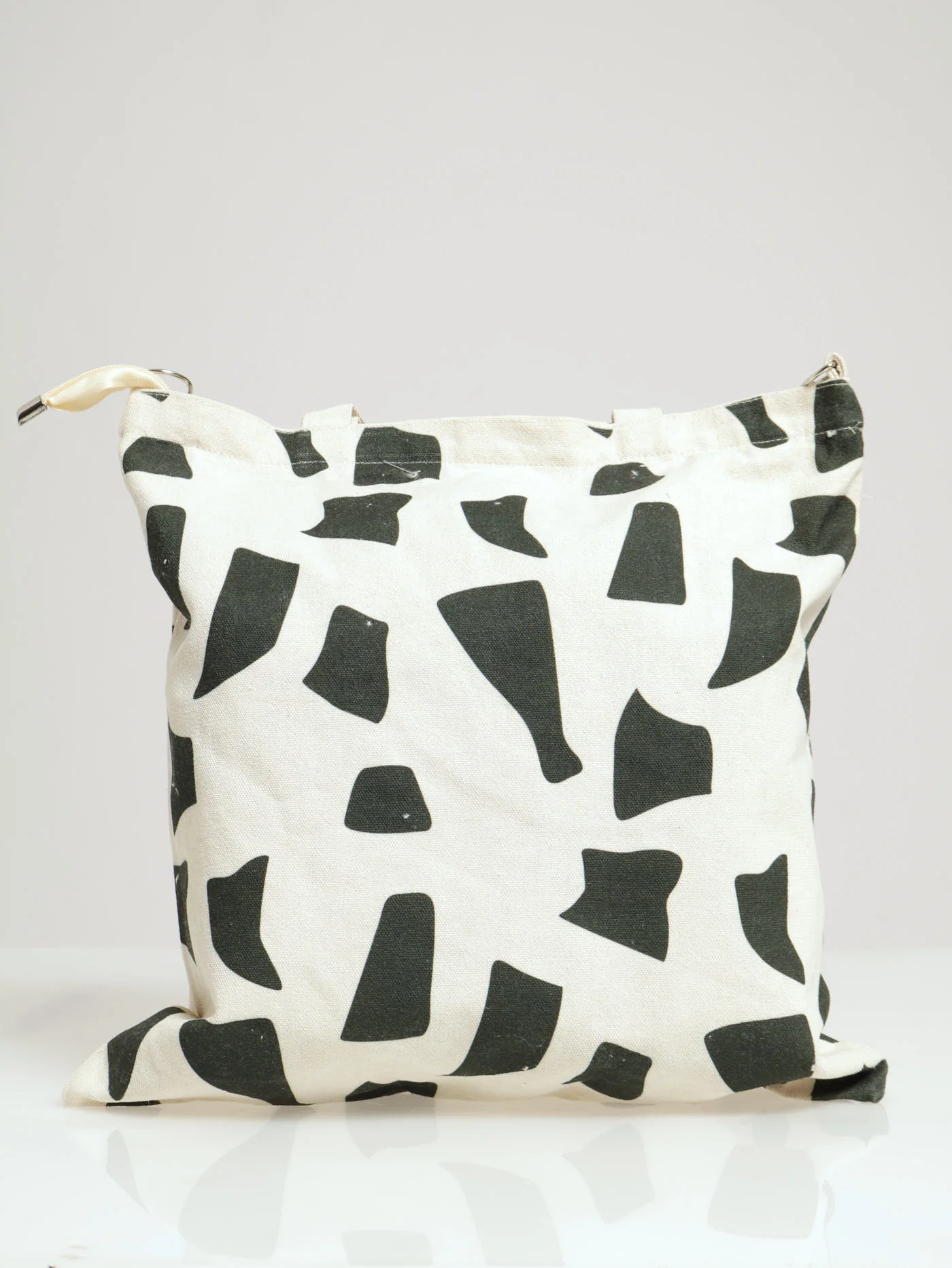 Monochrome Geo Canvas Shopper Bag - Cream