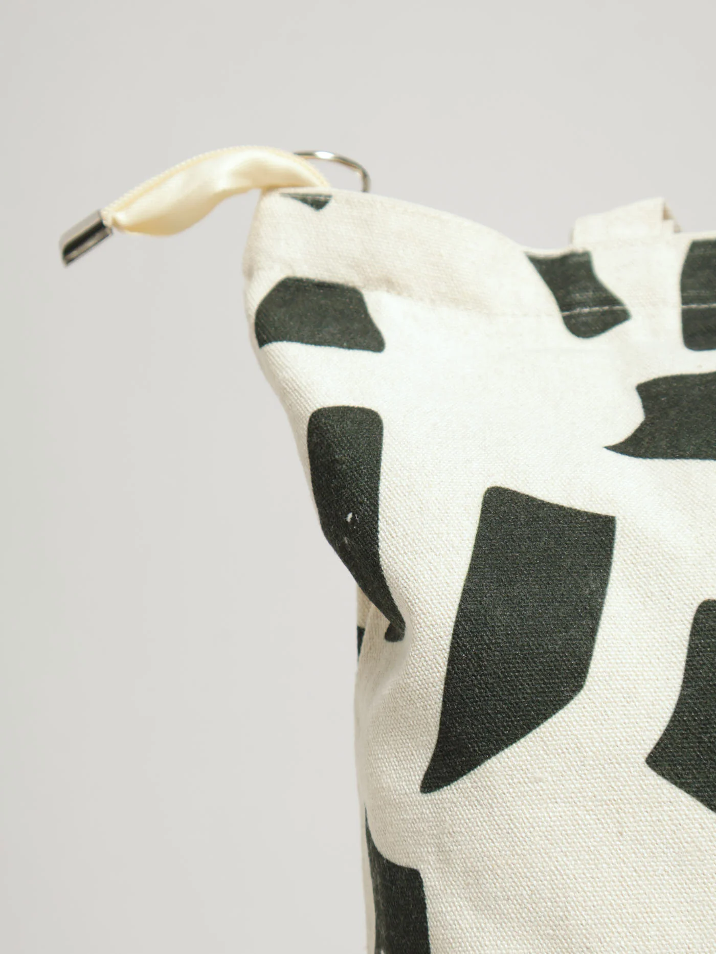 Monochrome Geo Canvas Shopper Bag - Cream - Image 4