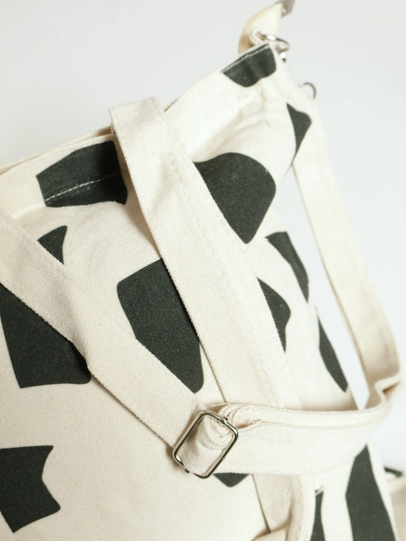 Monochrome Geo Canvas Shopper Bag - Cream - Image 5