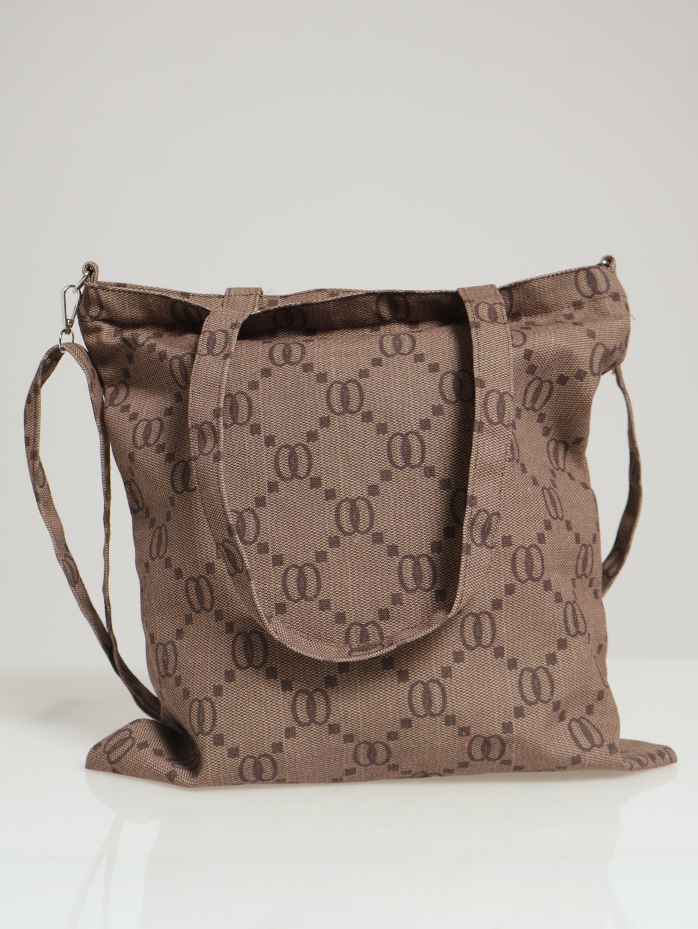 Monogram Canvas Shopper Bag - Brown