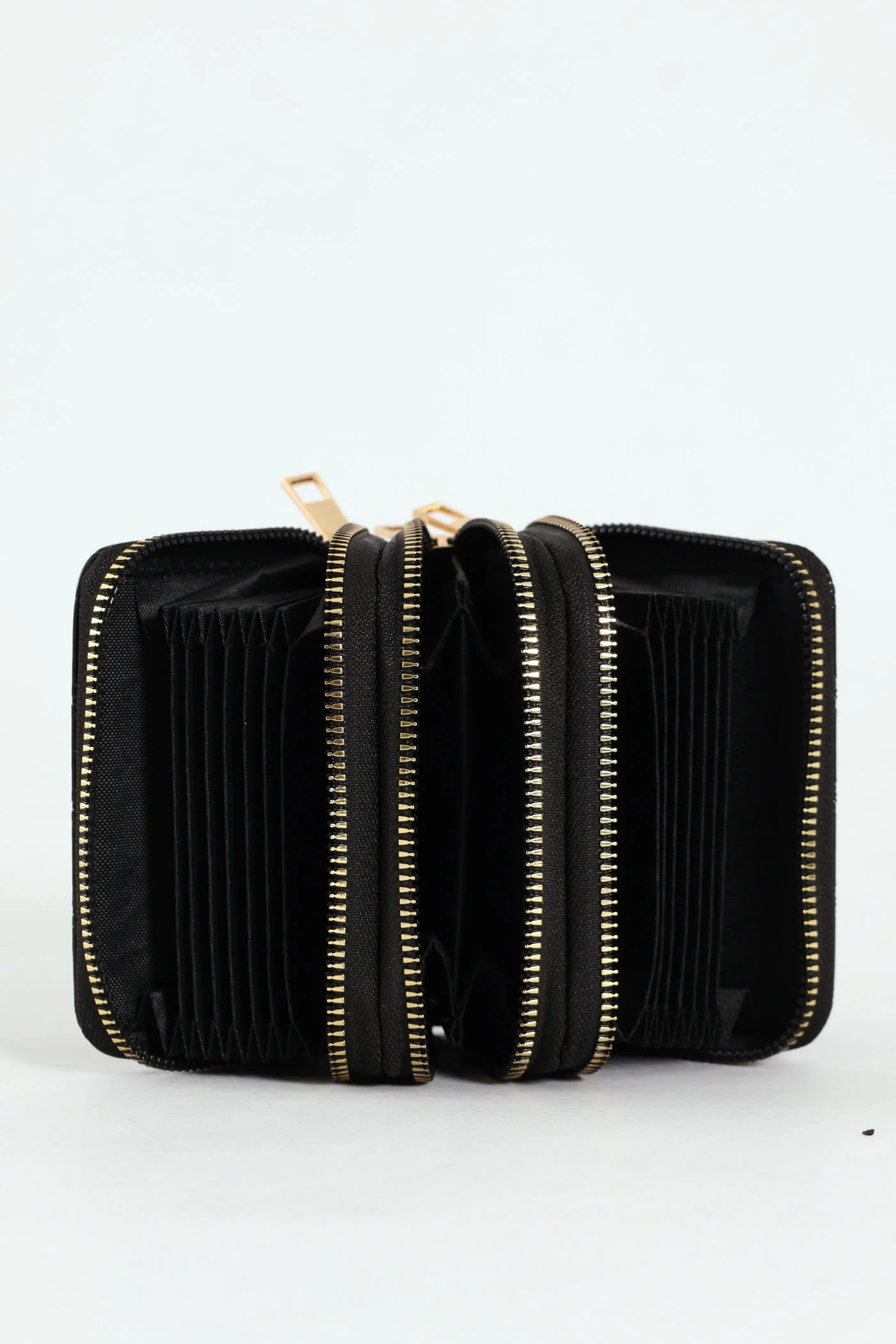 Monogram Ebossed Triple Zip Wallet - Black - Image 2