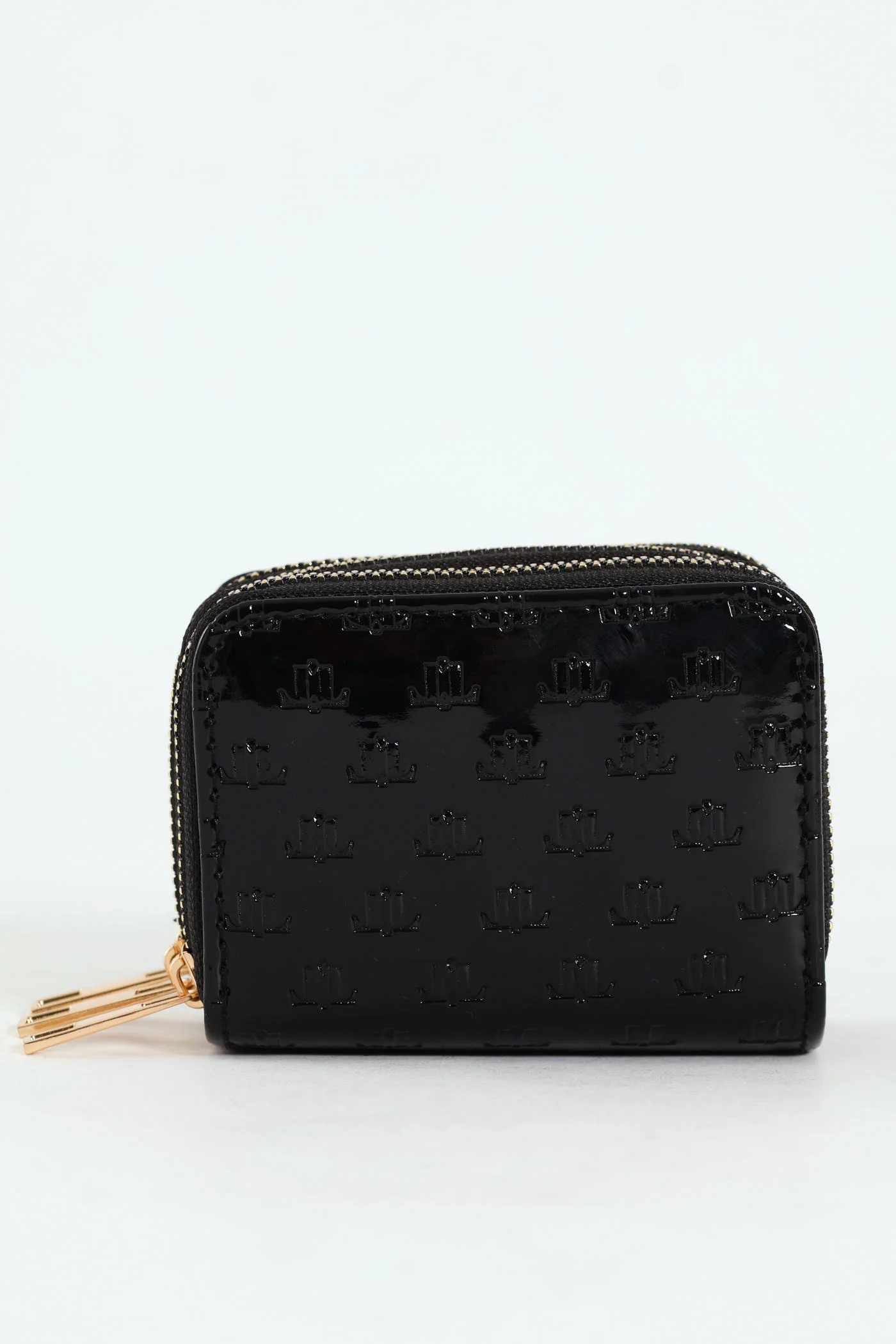 Monogram Ebossed Triple Zip Wallet - Black - Image 3