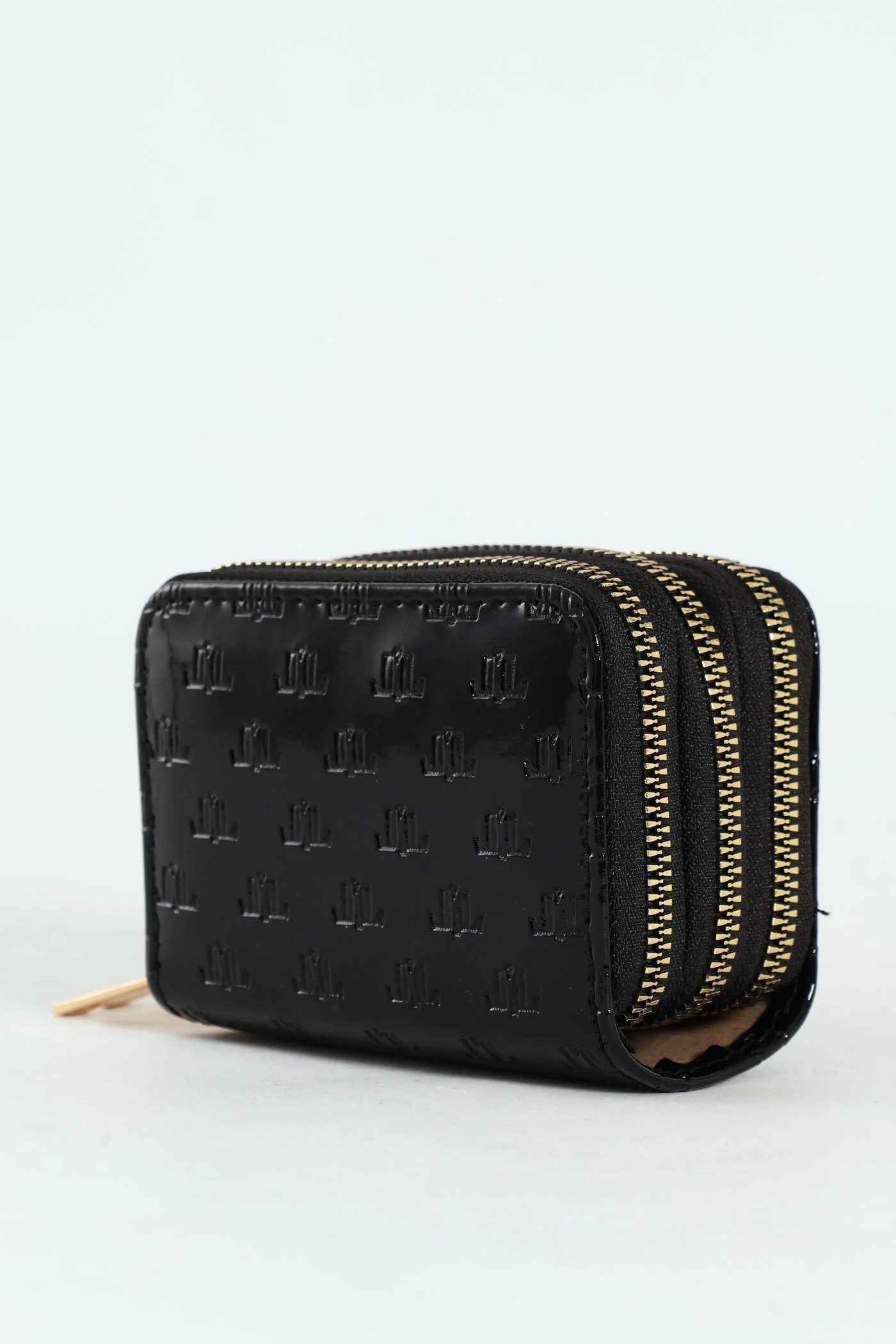 Monogram Ebossed Triple Zip Wallet - Black - Image 4