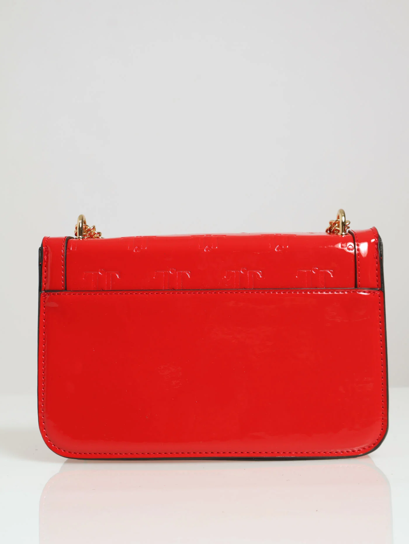 Monogram Embossed Tassel Trim Baguette Bag - Red - Image 7