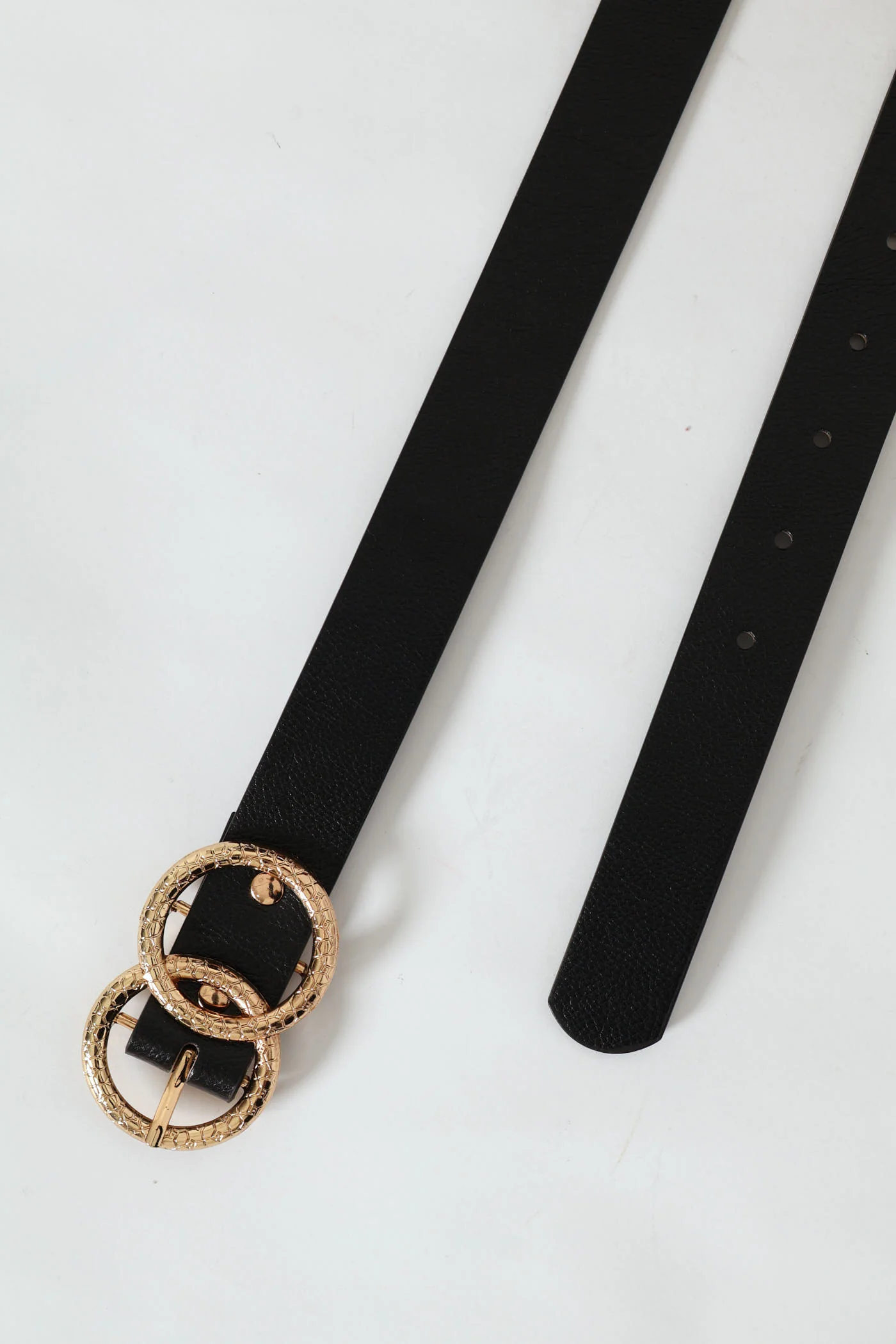 Monogram Engraved Double Ring Buckle Belt - Black - Image 2
