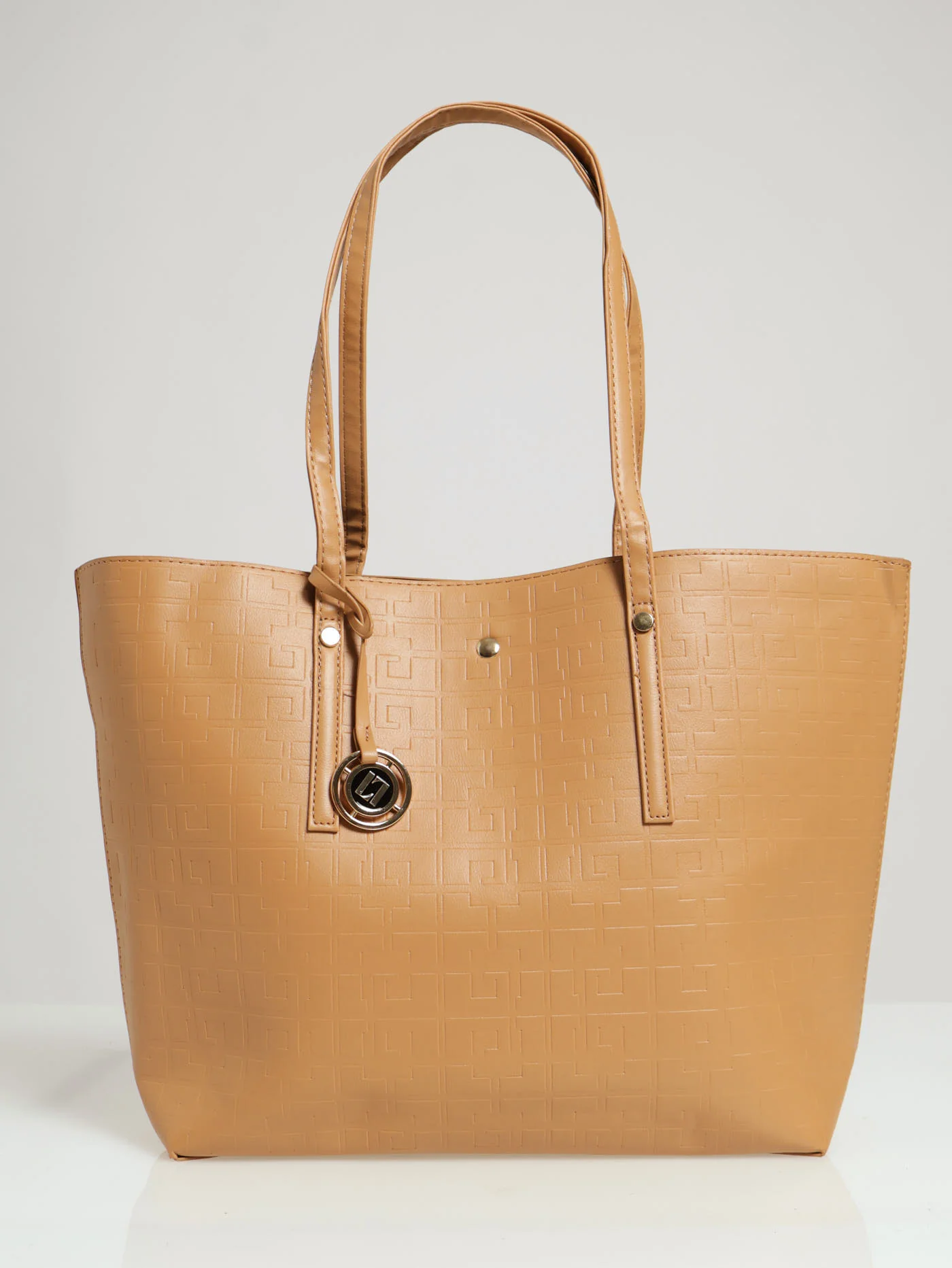 Monogram Oversized Shopper Bag - Tan