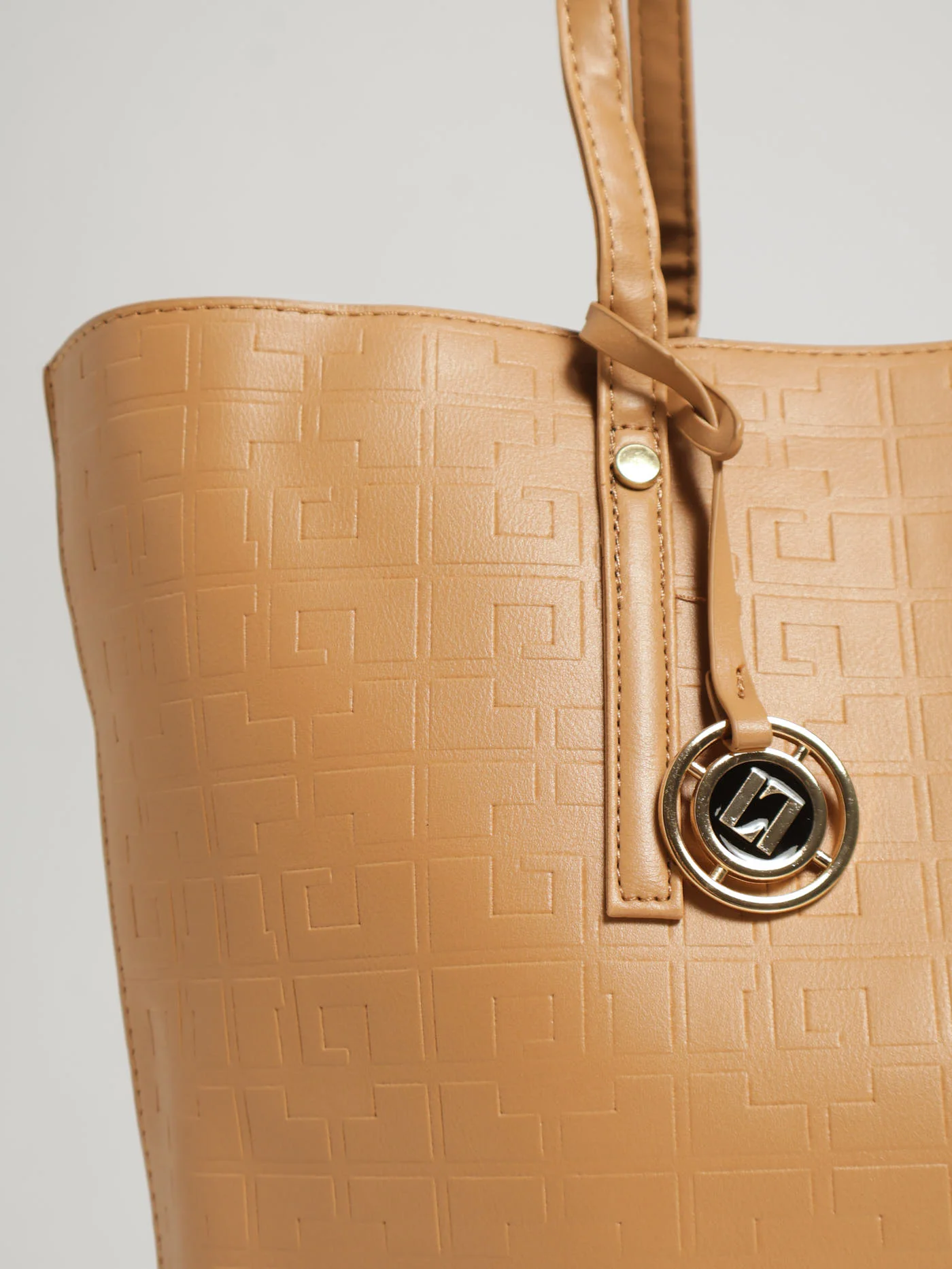 Monogram Oversized Shopper Bag - Tan - Image 4
