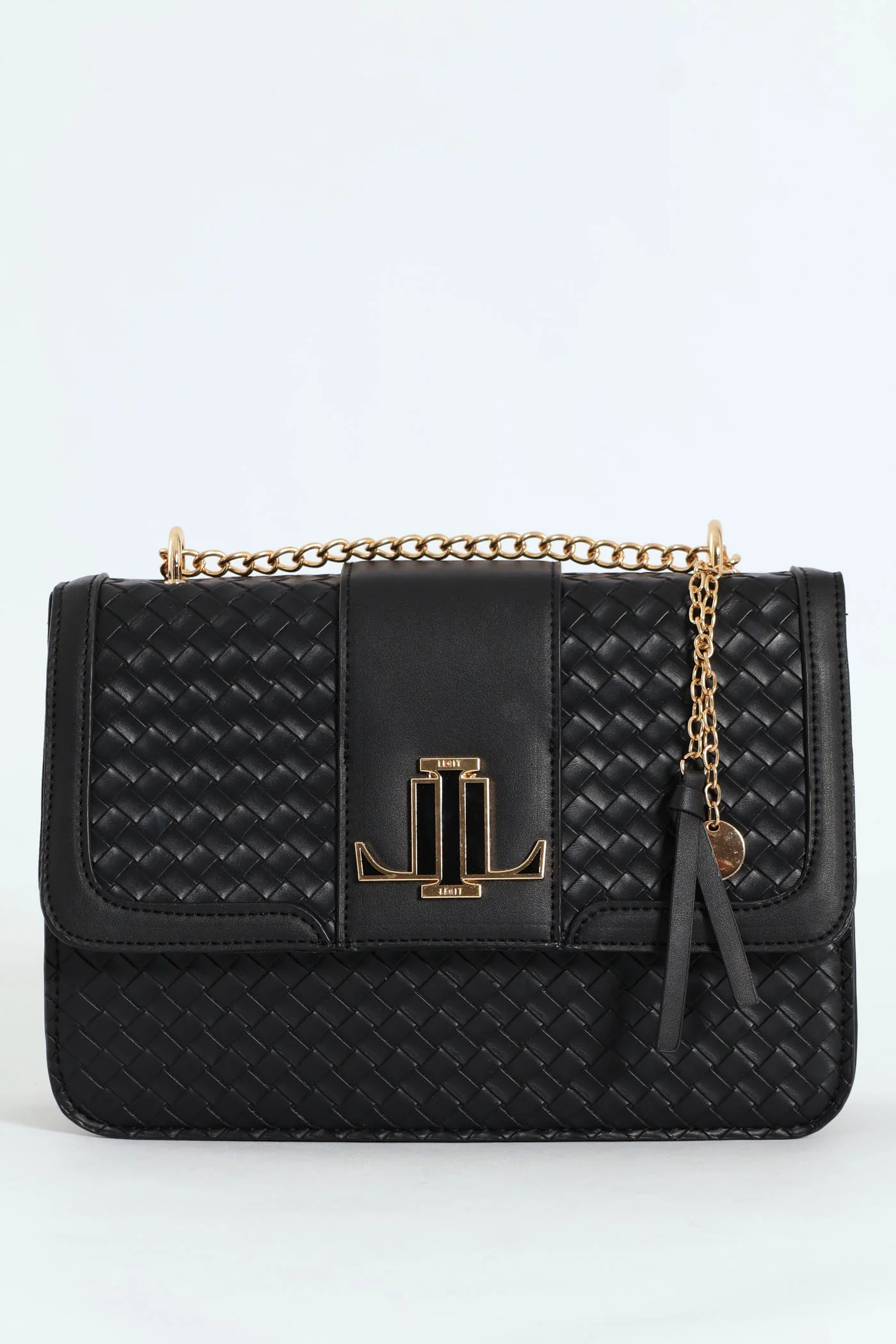 Monogram Plague Woven Satchel Bag - Black