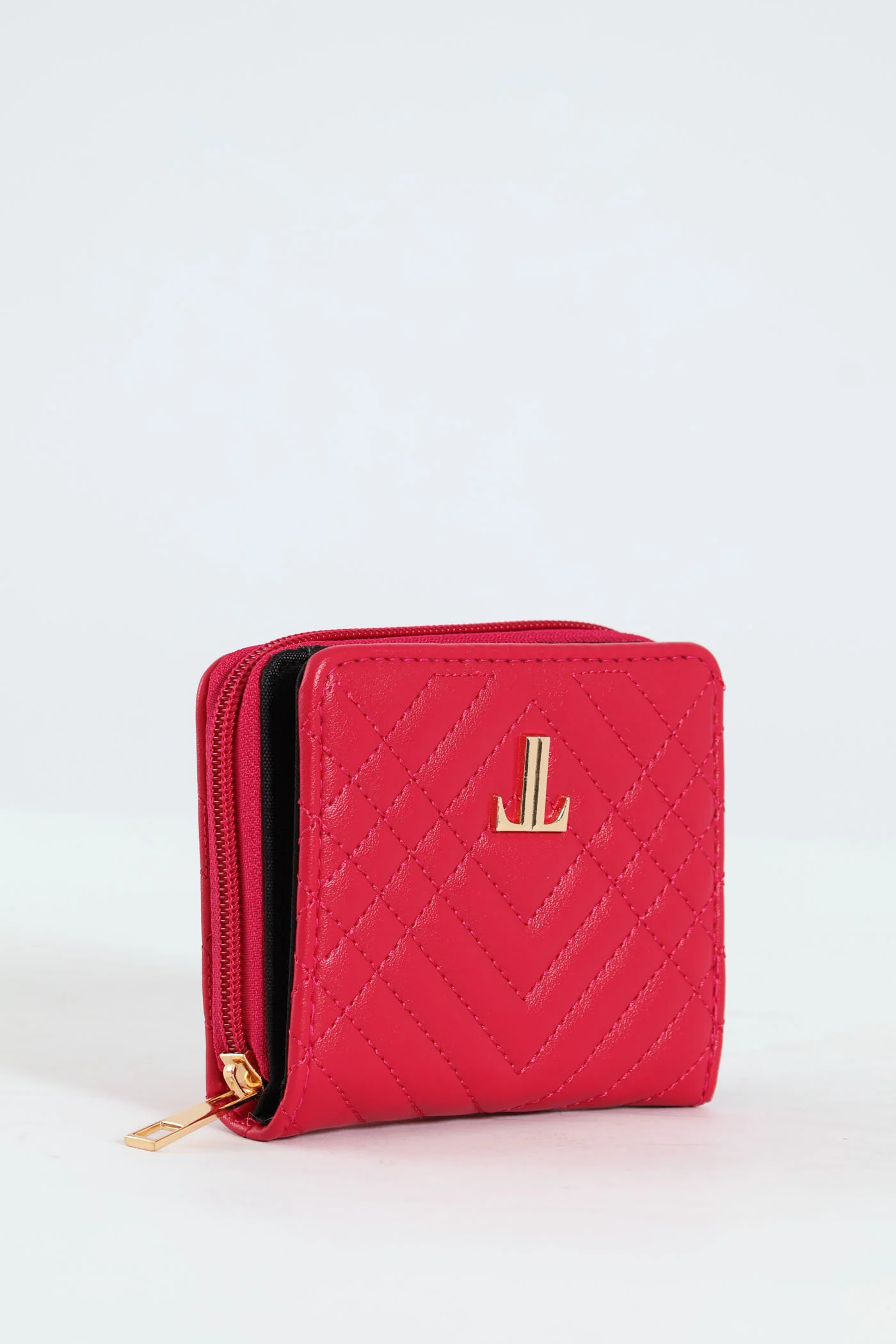 Monogram Plaque Zip & Compartment Wallet - Cerise - Image 3