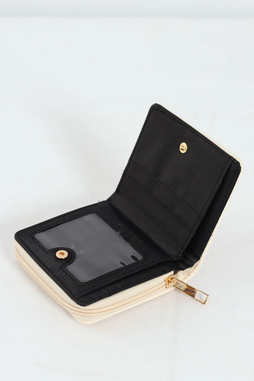 Monogram Plaque Zip And Compartment Wallet - Cream - Image 2