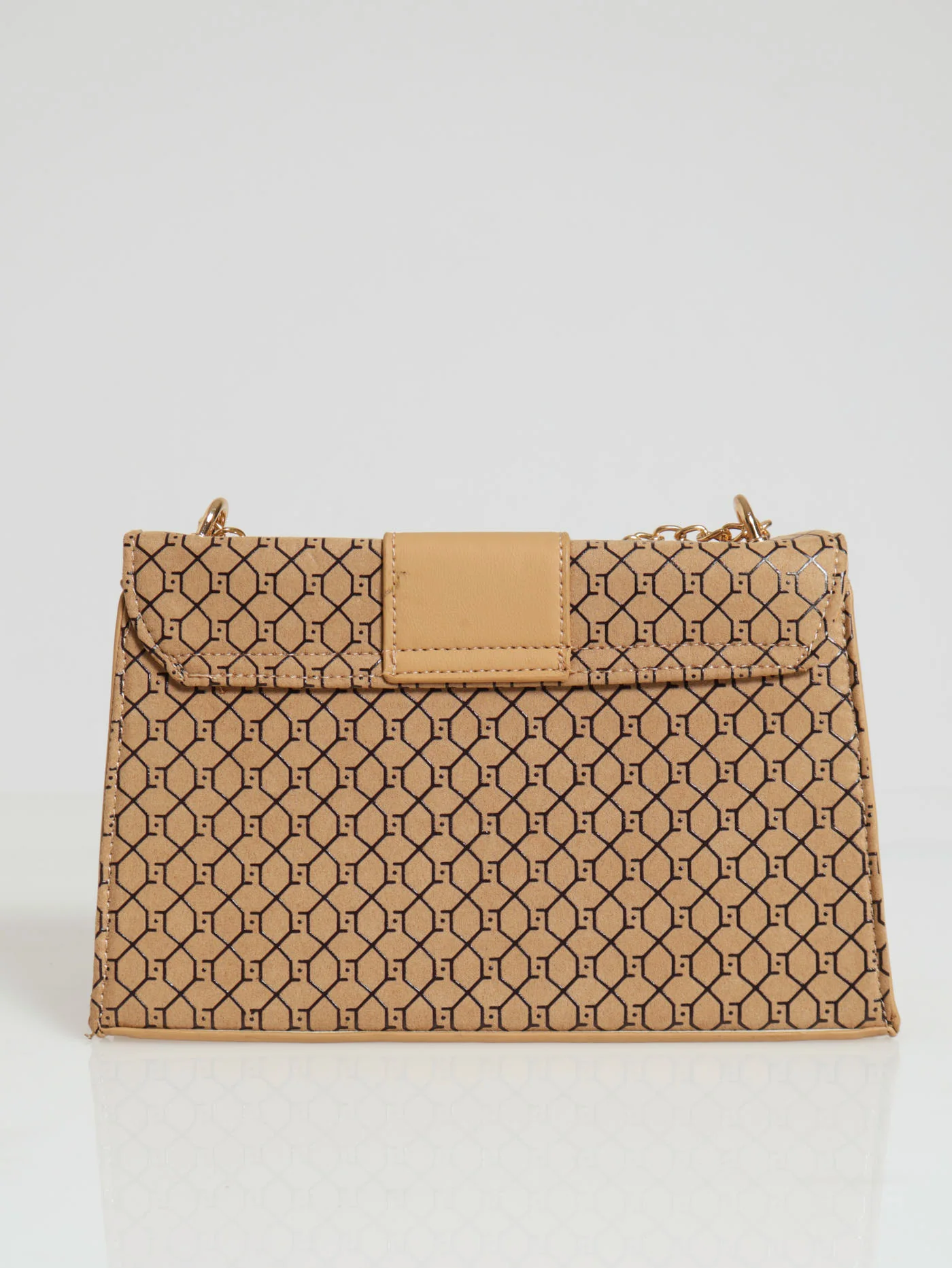 Monogram Round Metal Trim Satchel Bag - Beige - Image 3