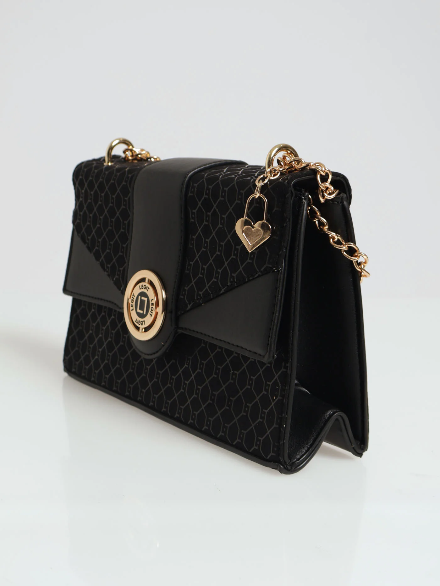 Monogram Round Metal Trim Satchel Bag - Black - Image 2