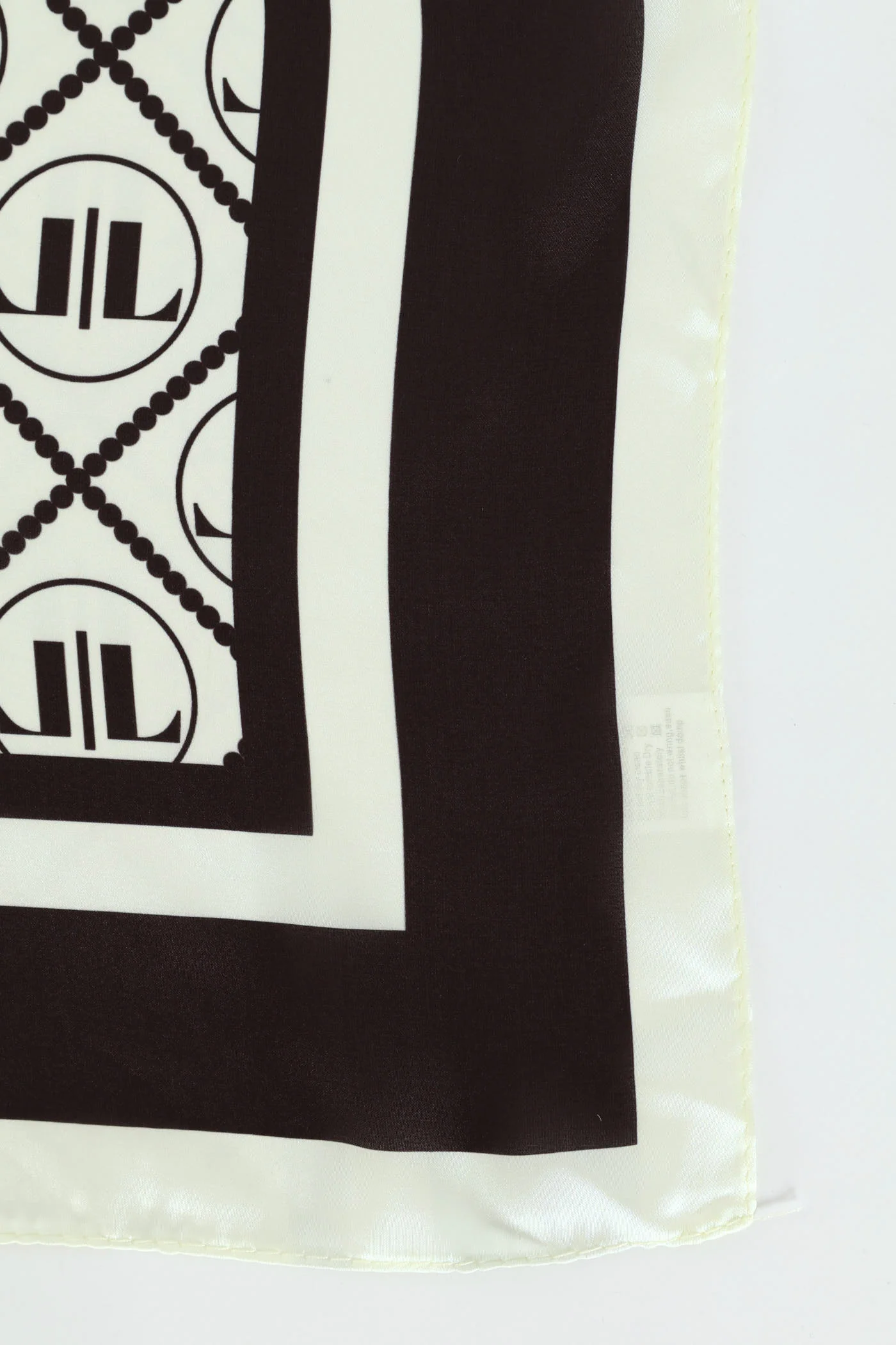 Monogram Satin Scarf - Beige/Black - Image 4