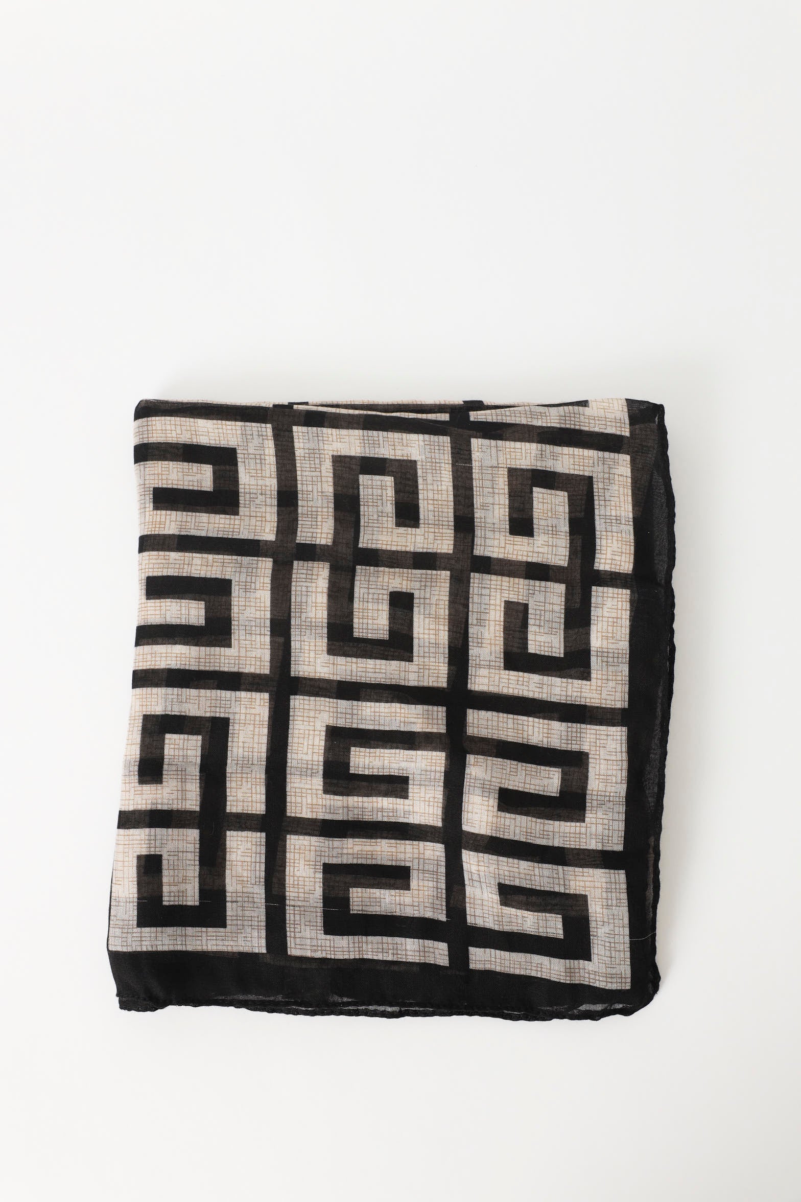 Monogram Sheer Satin Scarf - Beige/Cream - Image 3
