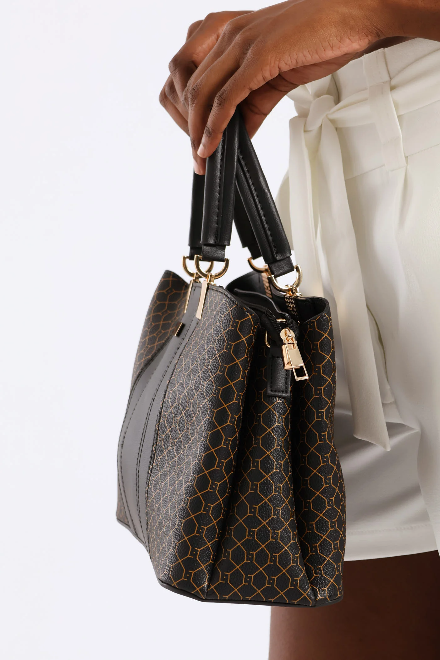 Monogram Shopper Bag - Black/Gold - Image 4