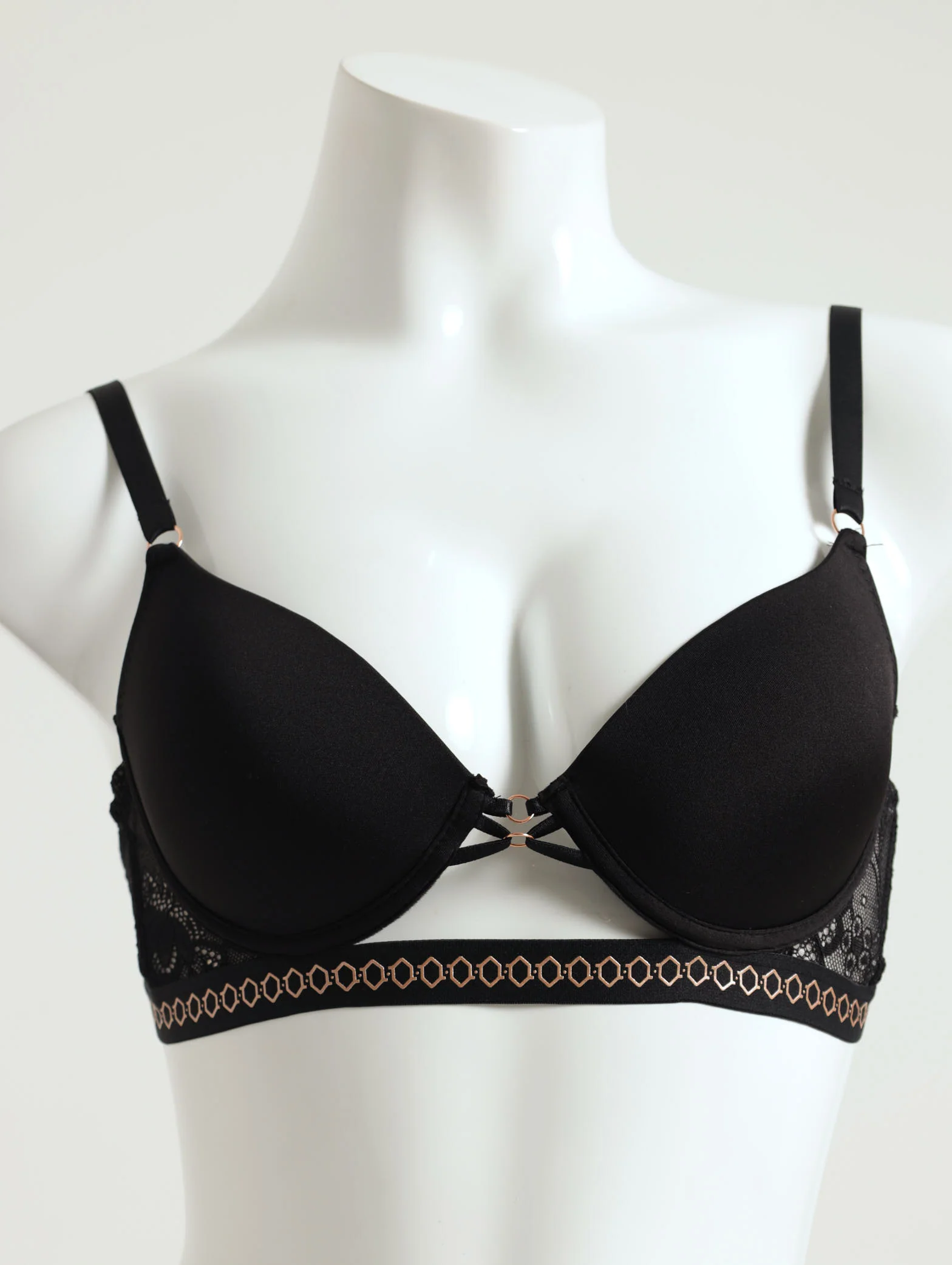 Monogram Strappy Plunge Bra - Black