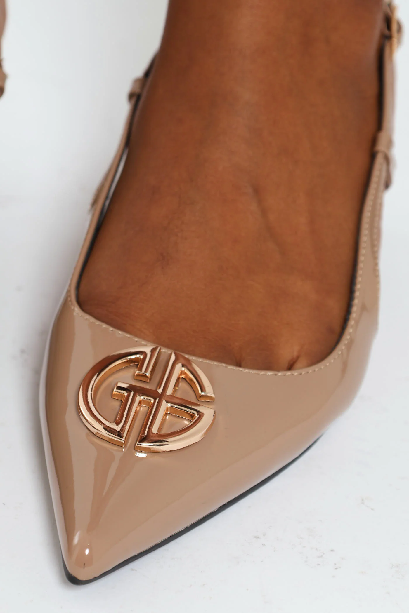 Monogram Trim Lo Shaped Slingback Court Heel - Taupe