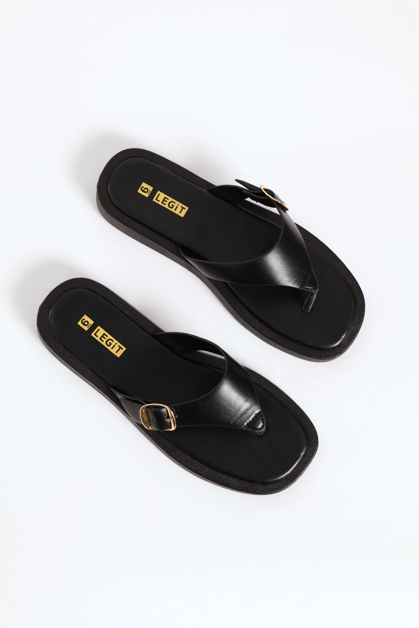Moulded Buckle Thong Sandal - Black - Image 2