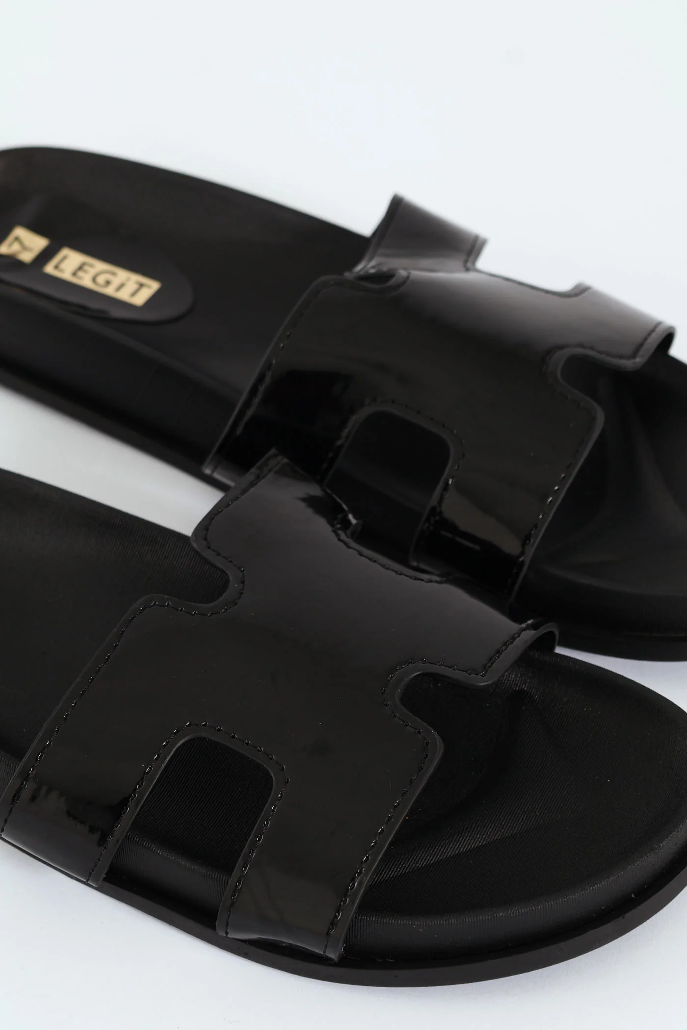 Moulded H-Strap Mule Sandal - Black - Image 2