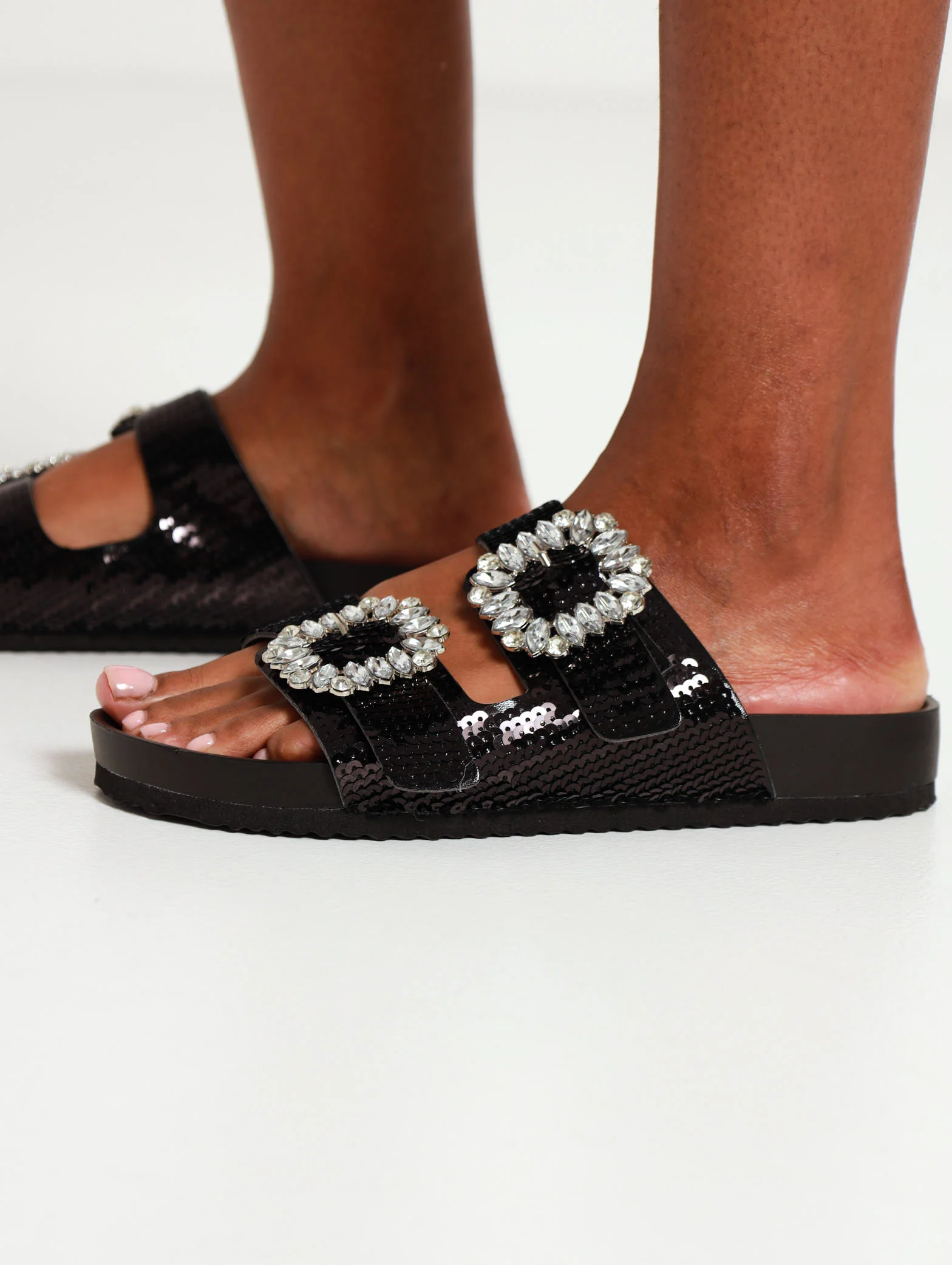 Moulded Metallic Double Strap With Jewel Buckle - Image 2