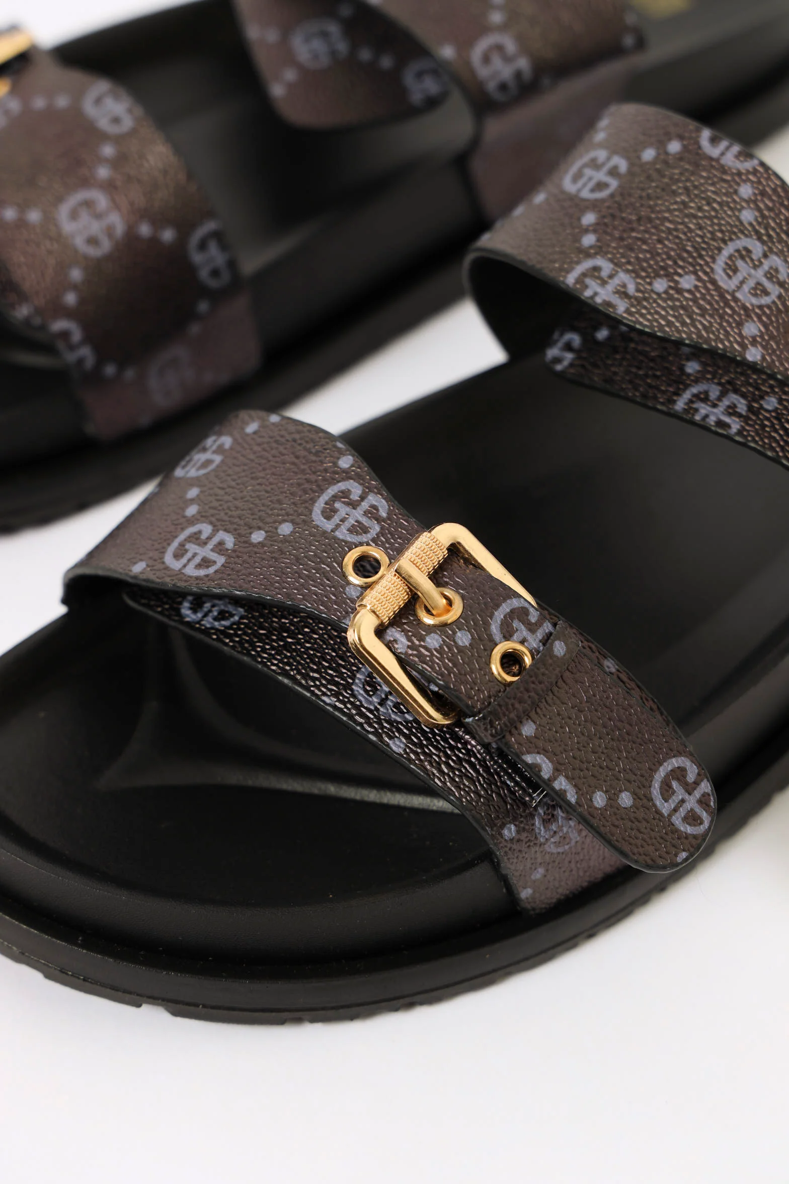 Moulded Monogram Double Strap Sandal With Buckle - Black - Image 2