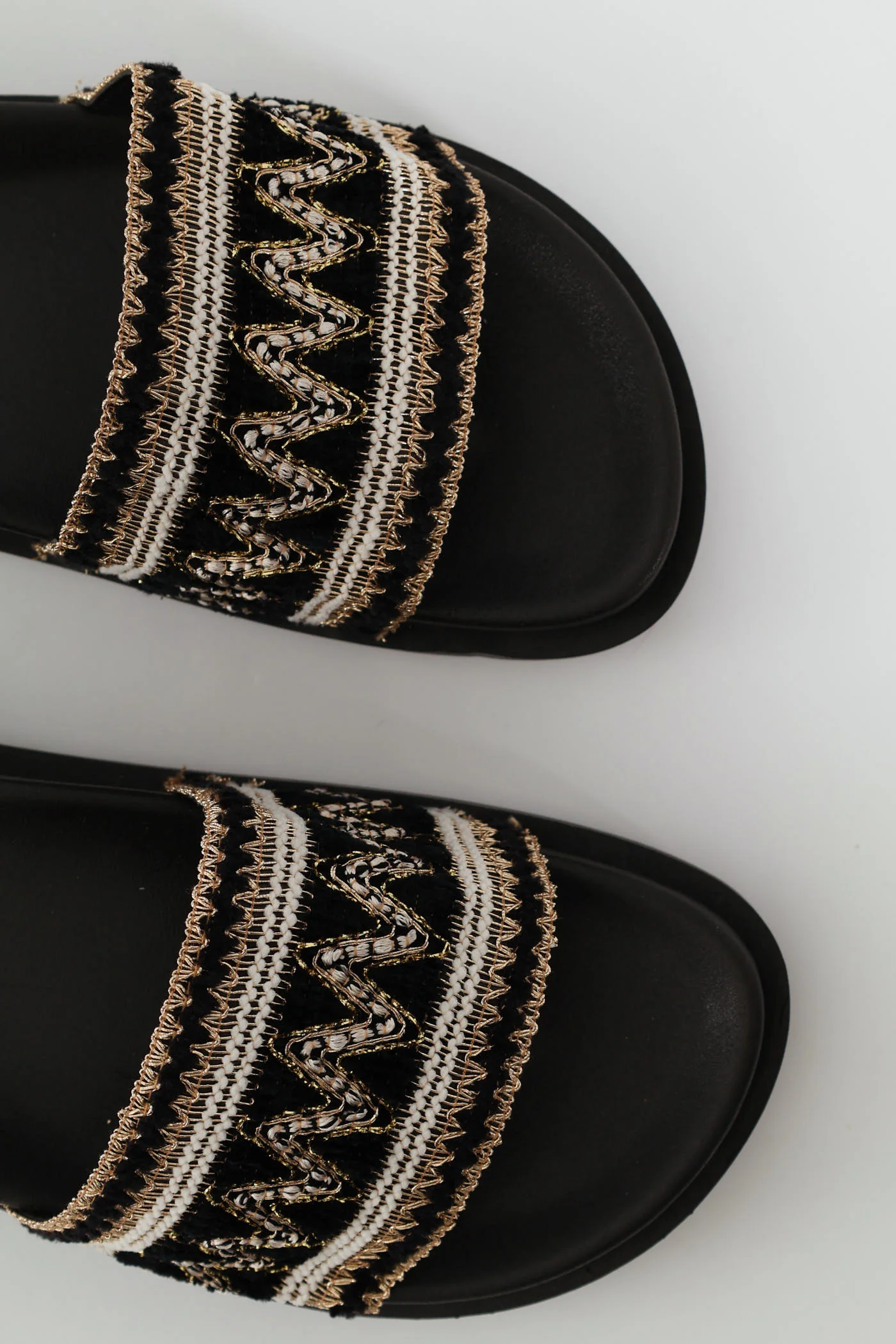 Moulded Woven One Strap Mule Sandal - Black - Image 2