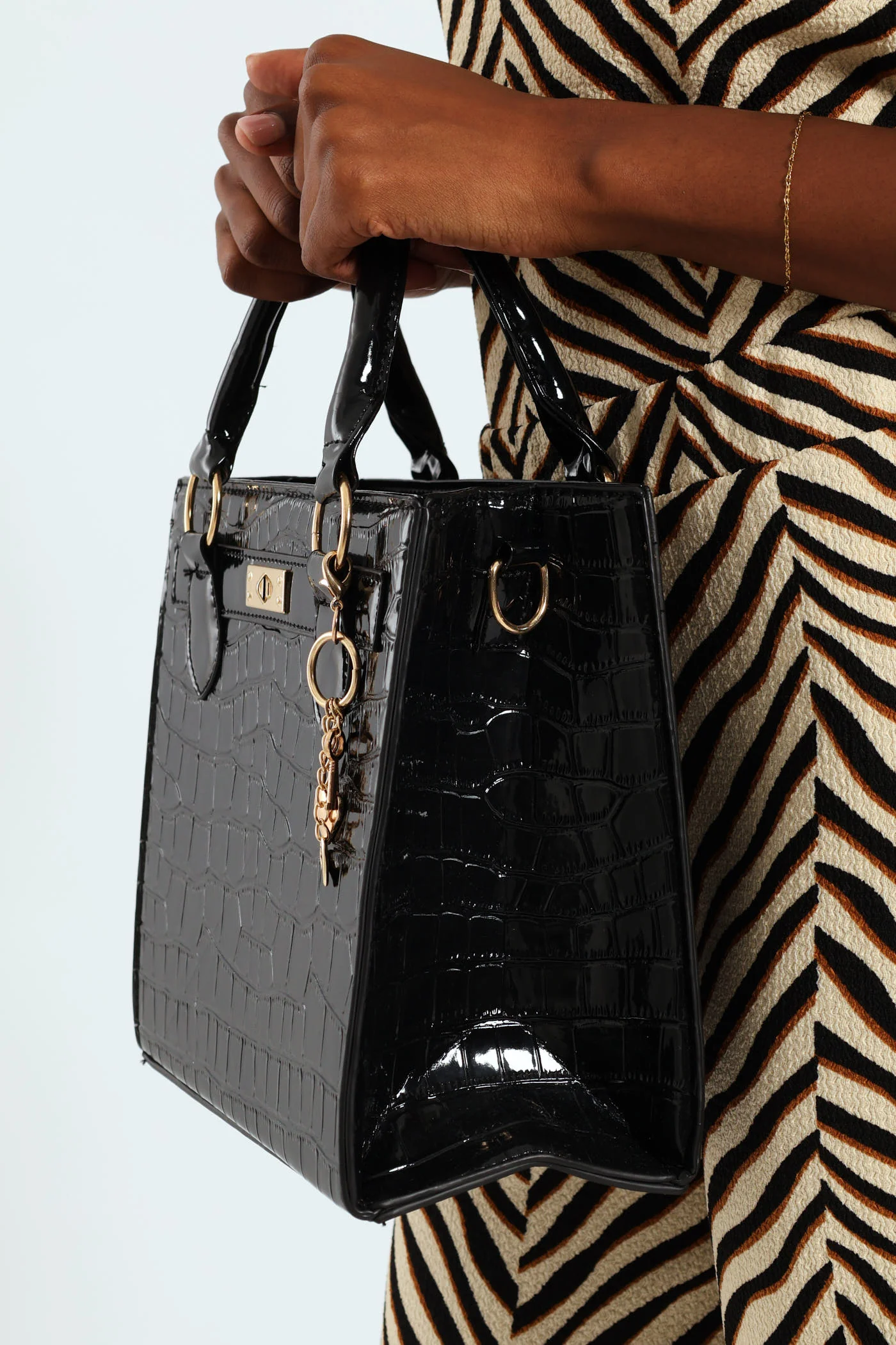 Multi Charm Detail Tote Bag - Black - Image 2