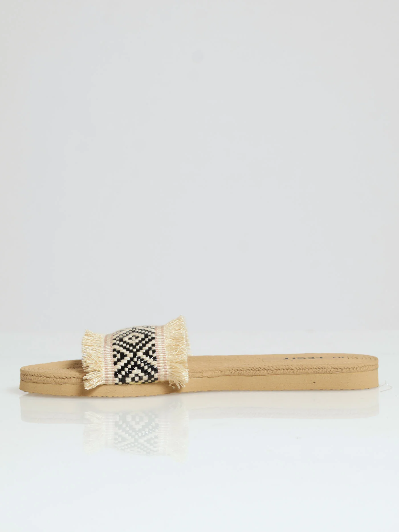 Multi Colour One Strap Patterned Raffia Mule Sandal - Image 2