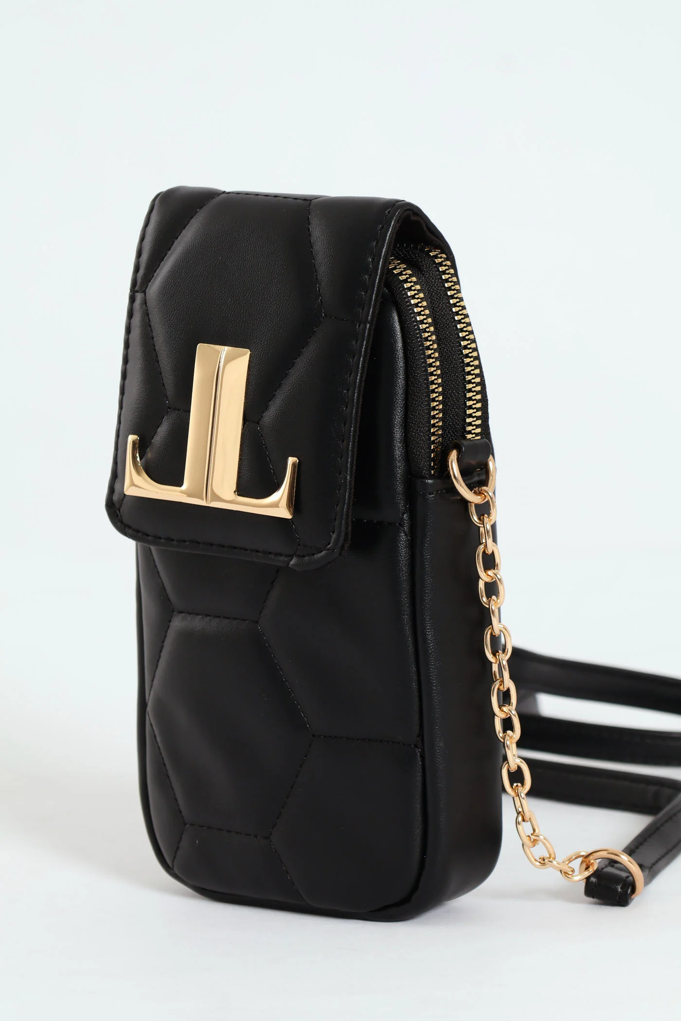 Multi Compartment Cellphone Satchel Bag - Black - Image 4