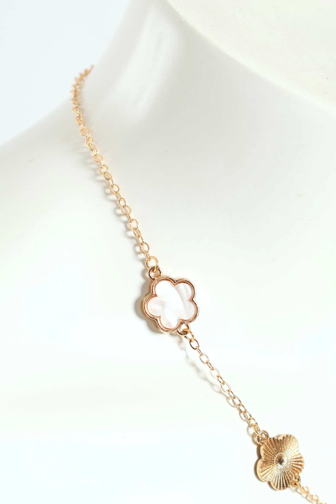 Flower Charm Necklace, Bracelet & Ring - Gold - Image 5