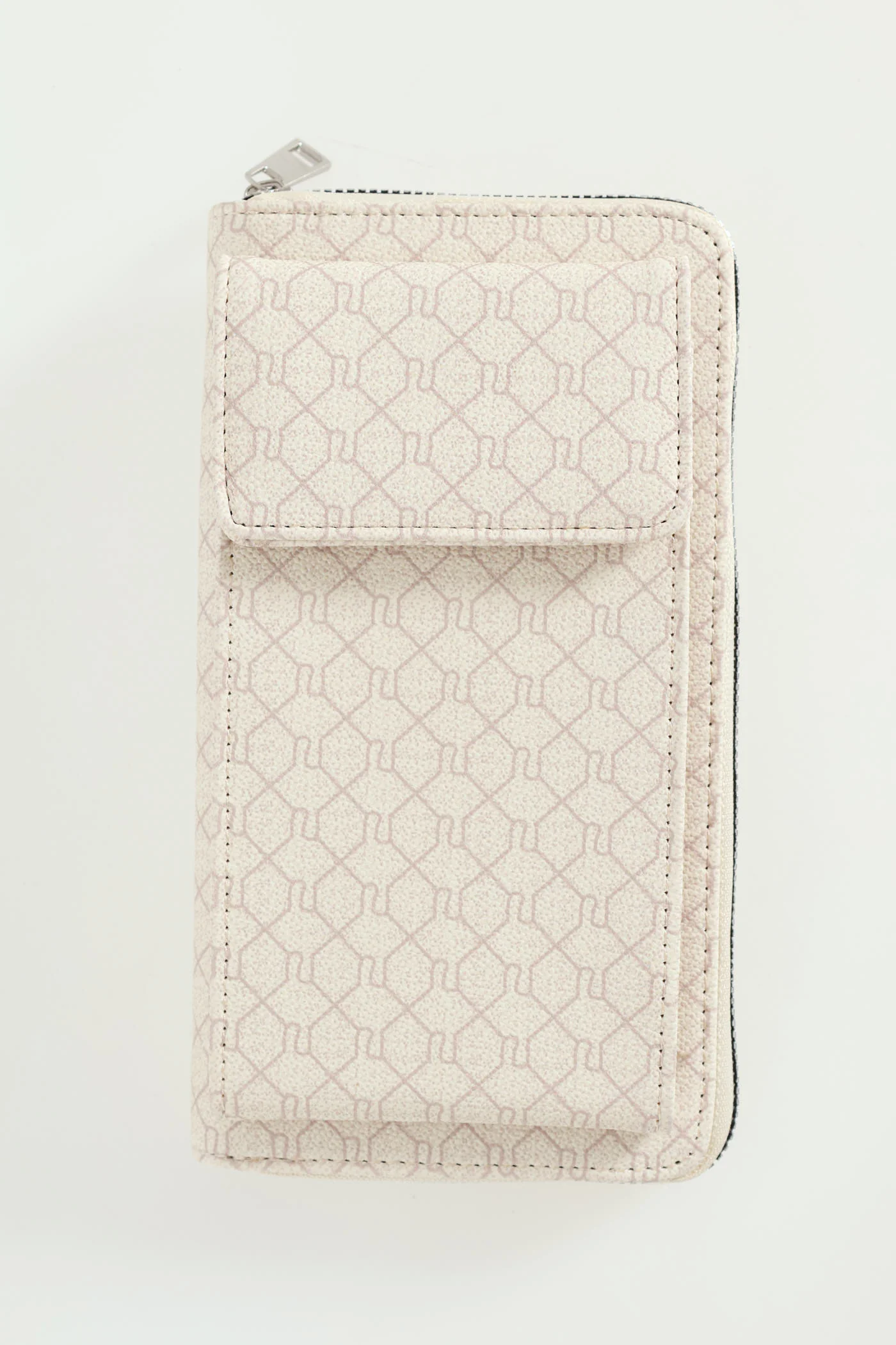Multi Functional Cellphone Pouch With Printed Canvas Strap - Cream