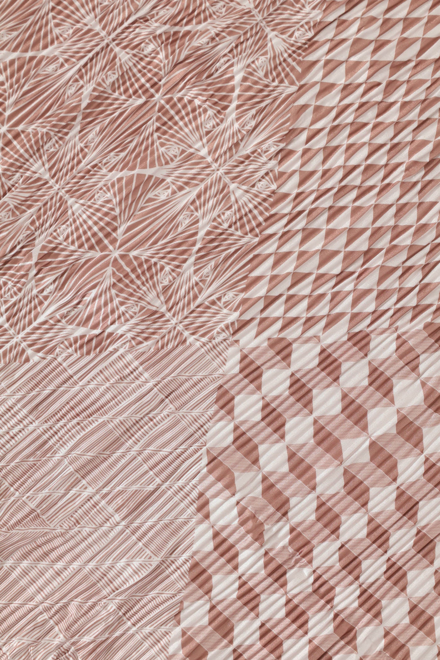 Multi Geo Design Pleated Satin Scarf - Pink - Image 2