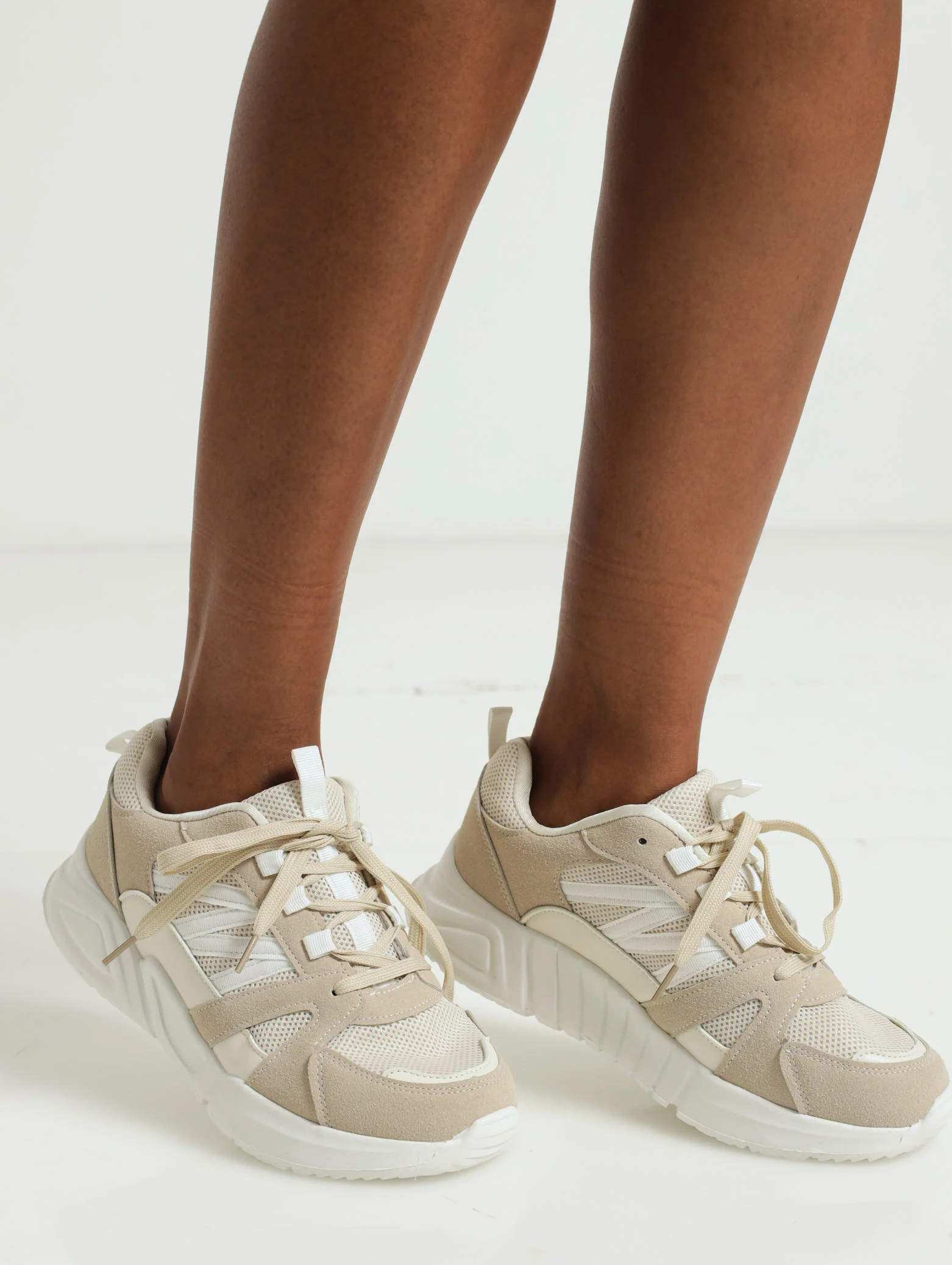 Multi Panel Retro Sneaker - Natural