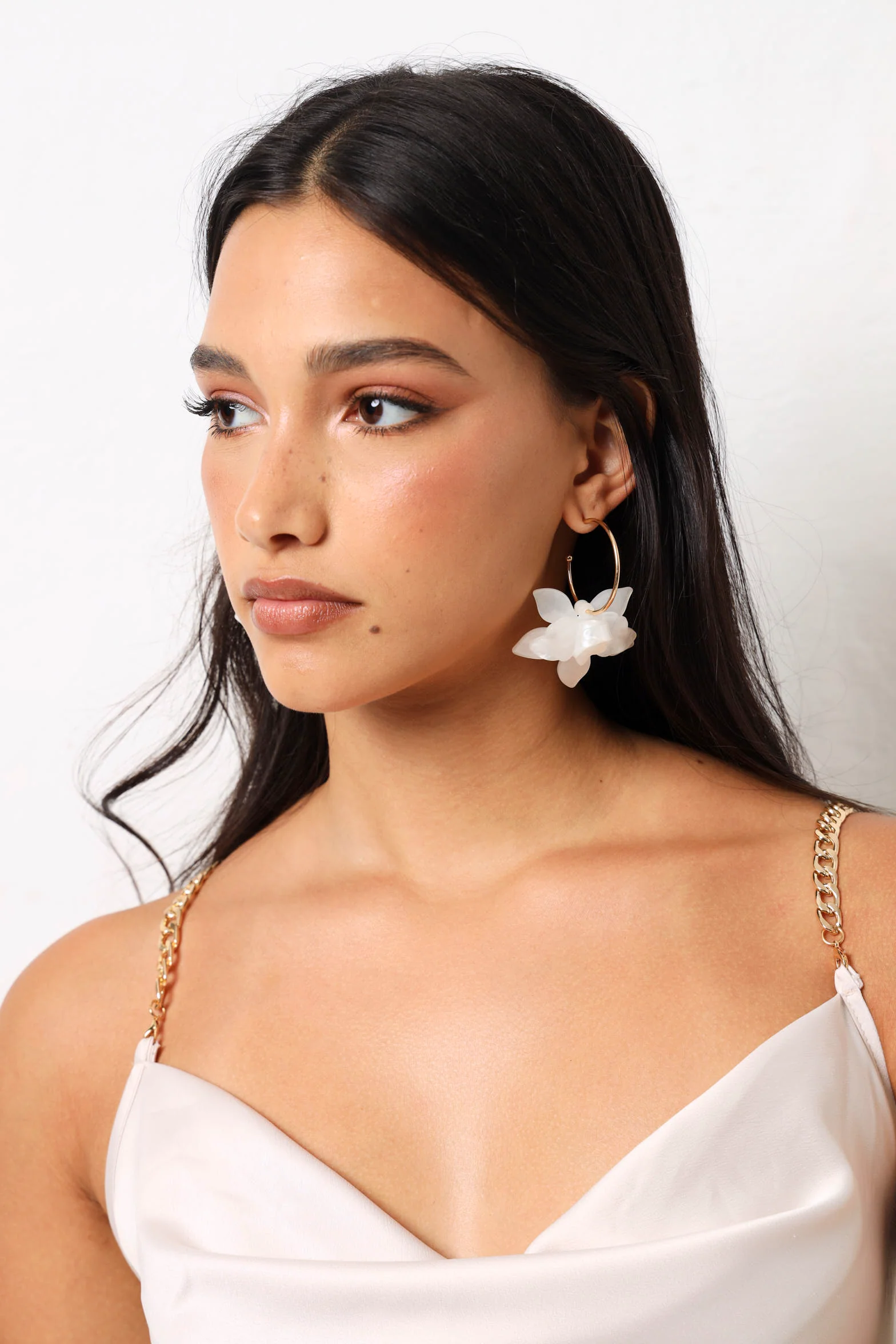 Multi Petal Hoop Earrings - Gold - Image 3