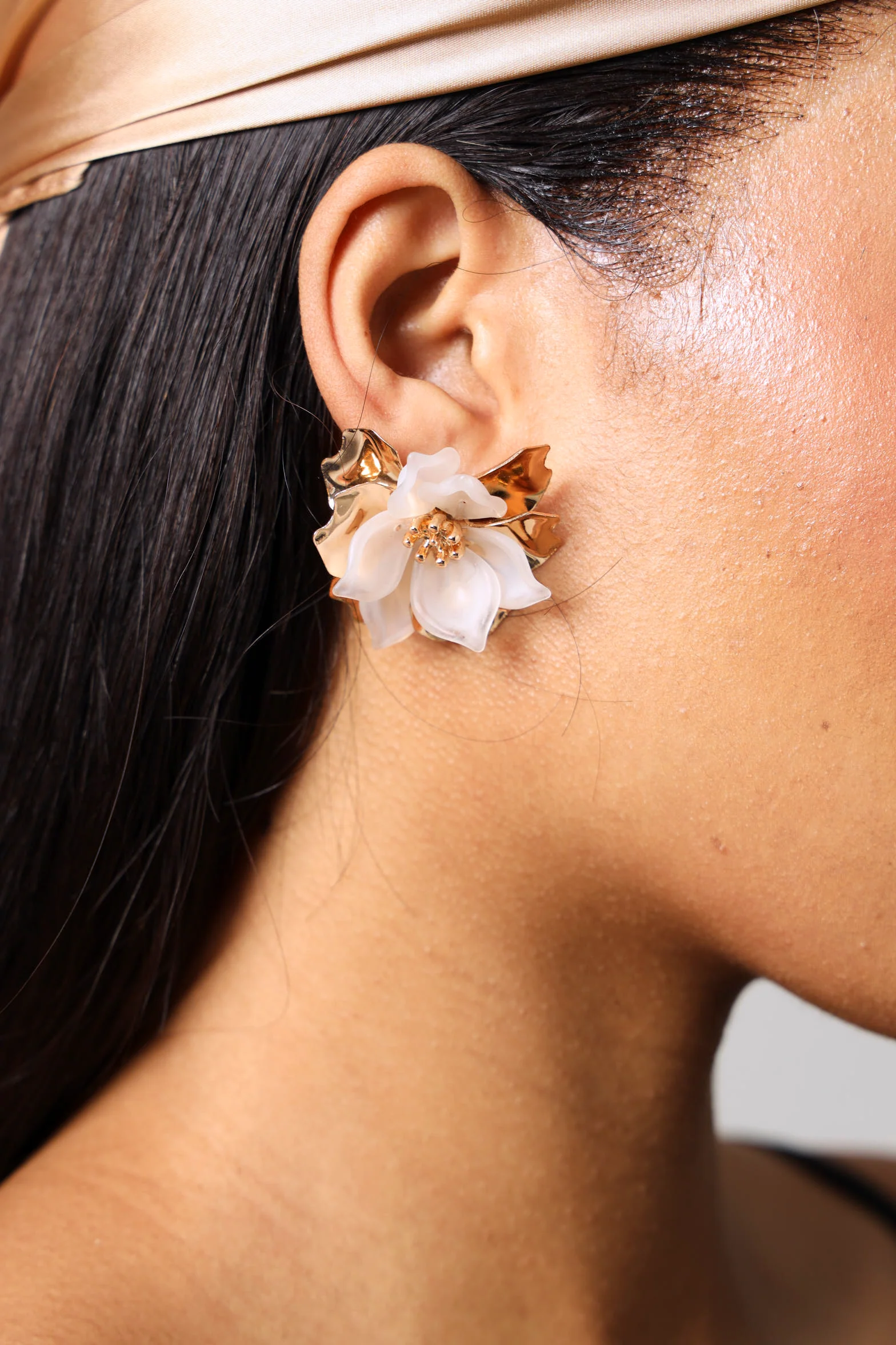 Multi Petal Statement Flower Earrings - Multi - Image 2