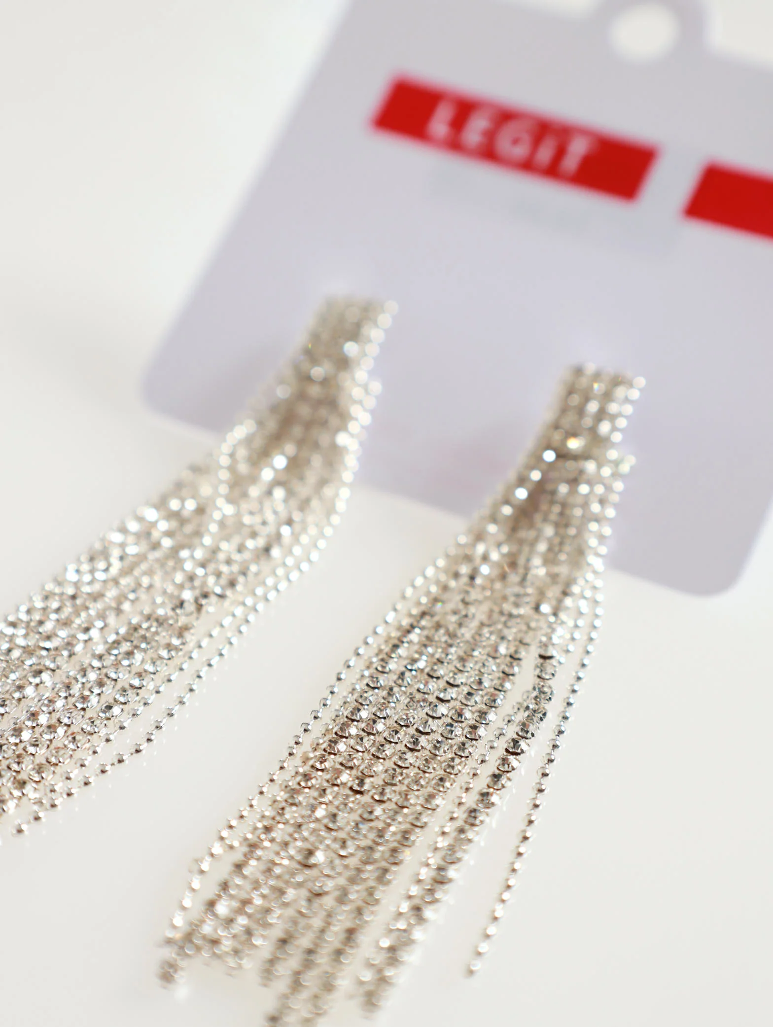 Multi Strand Diamante Base And Chain Drop Earrings - Image 2